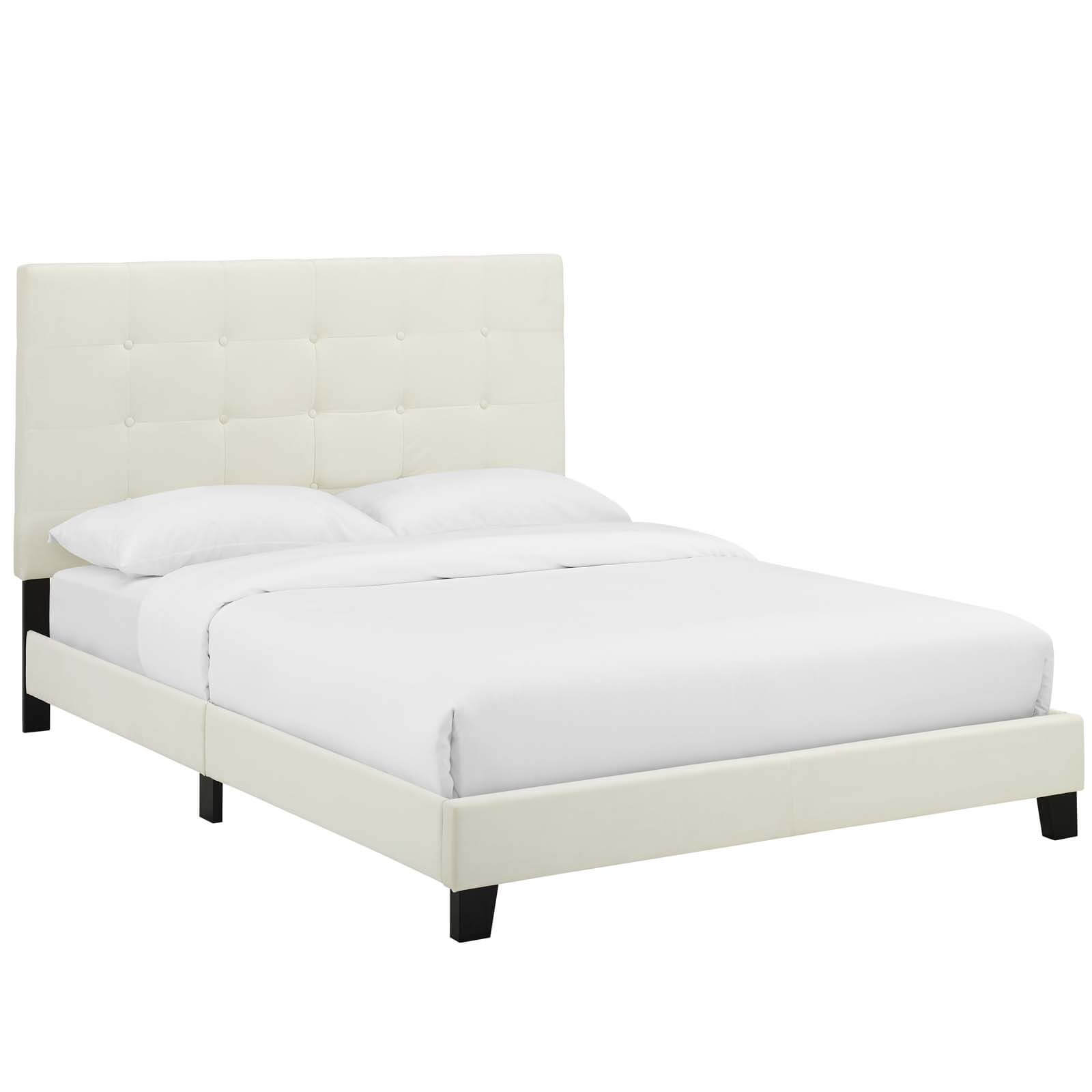 Melanie Tufted Button Velvet Platform Queen Size Bed