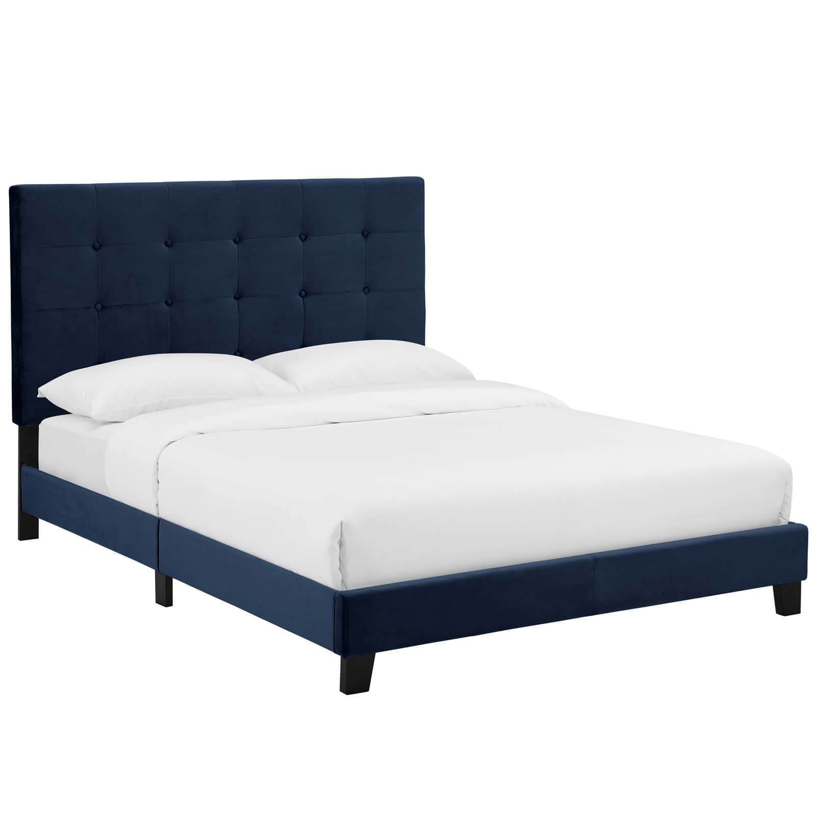 Melanie Tufted Button Velvet Platform Bed