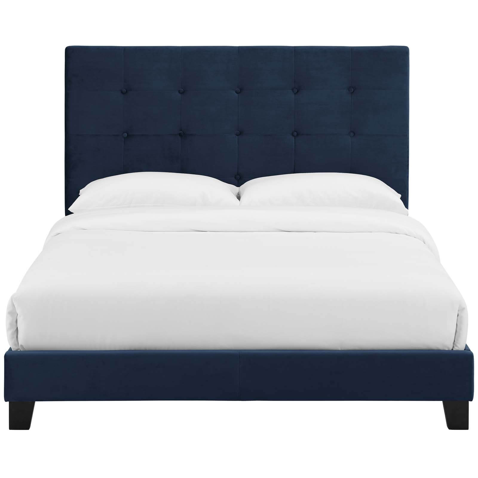 Melanie Tufted Button Velvet Platform Bed