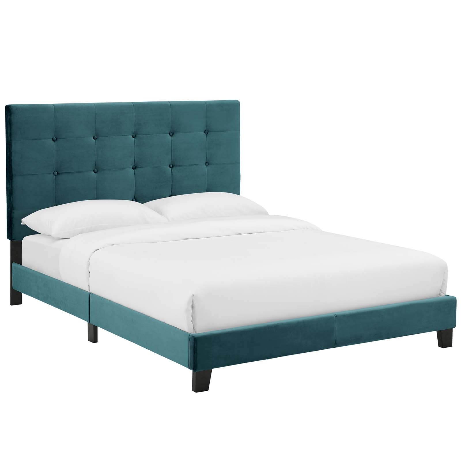 Melanie Tufted Button Velvet Platform Full Size Bed