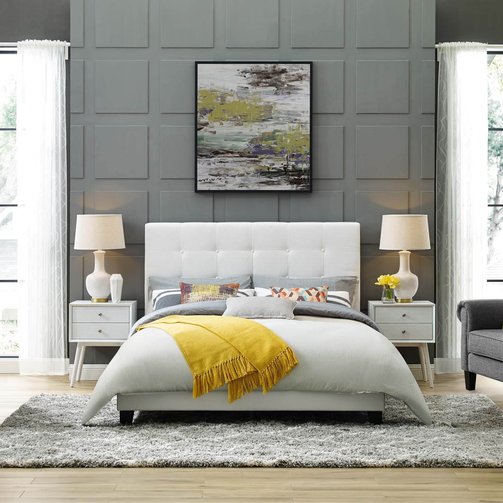 Melanie Tufted Button Fabric Platform Full Size Bed