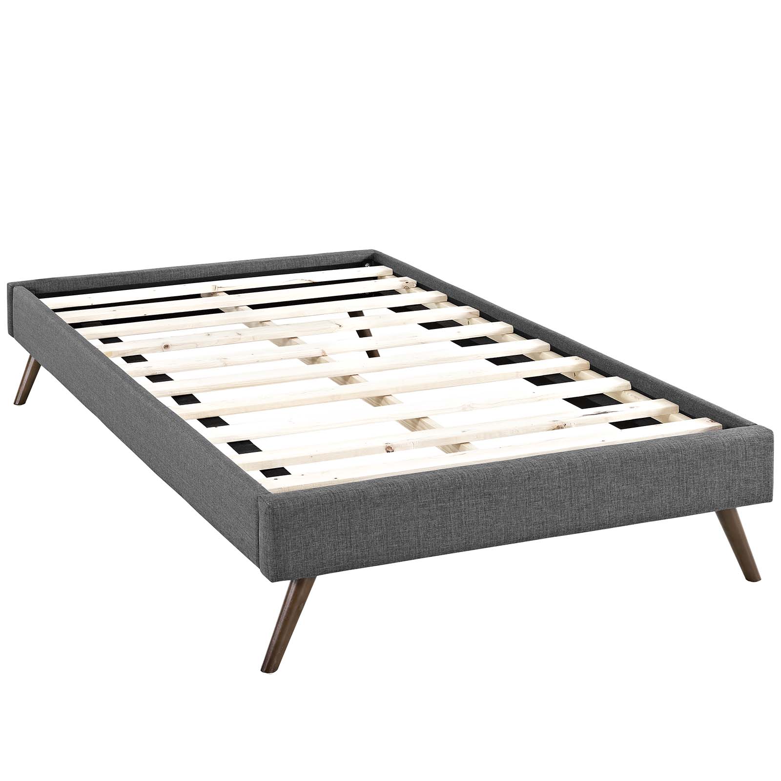 Loryn Fabric Twin Size Bed Frame with Round Splayed Legs