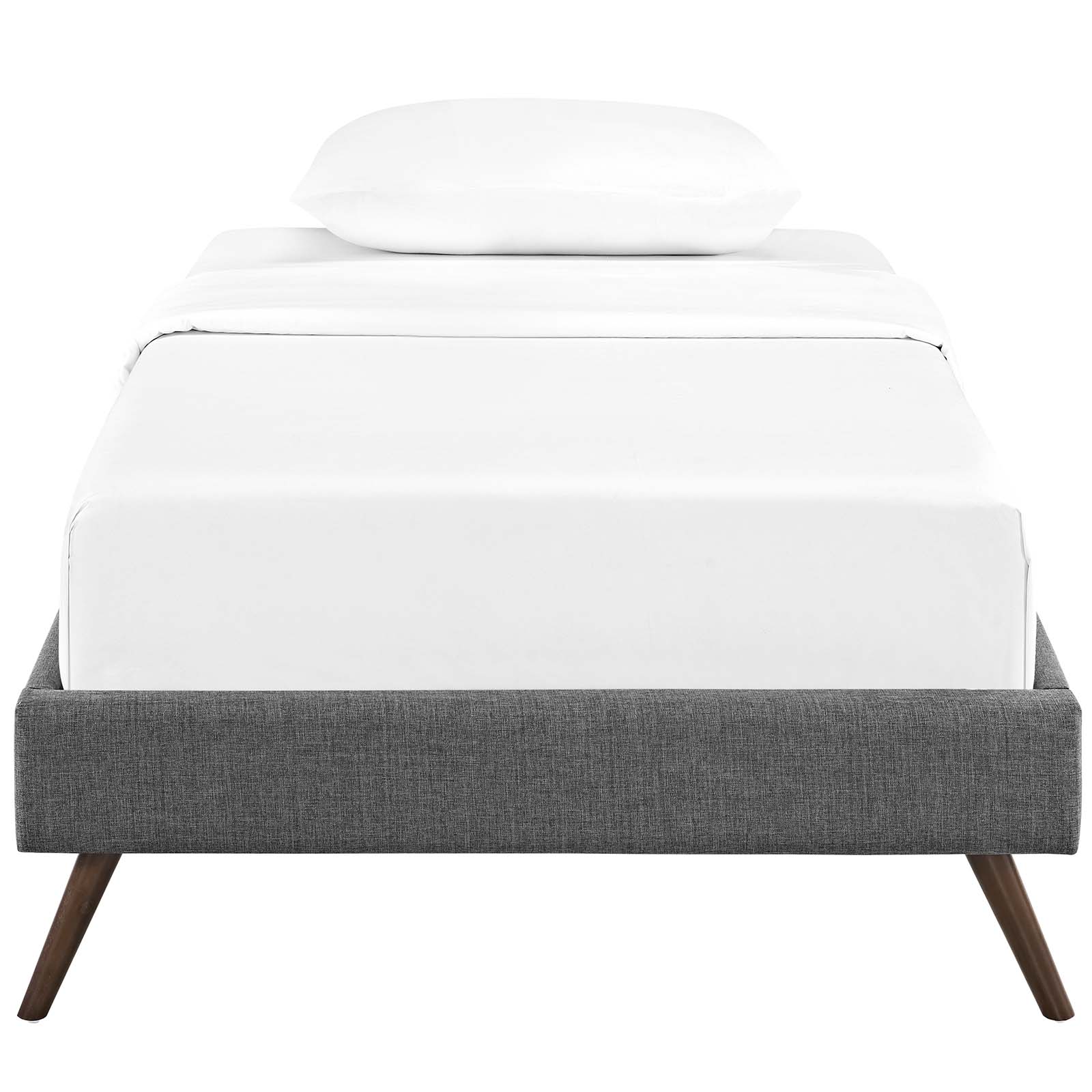 Loryn Fabric Twin Size Bed Frame with Round Splayed Legs