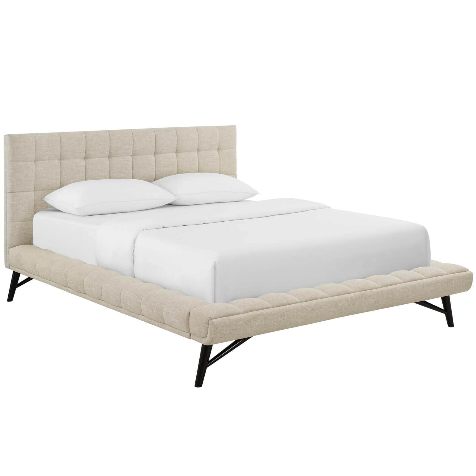 Julia Biscuit Tufted Fabric Queen Size Platform Bed