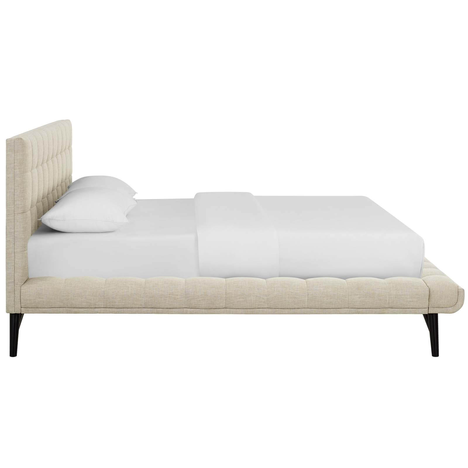 Julia Biscuit Tufted Fabric Queen Size Platform Bed