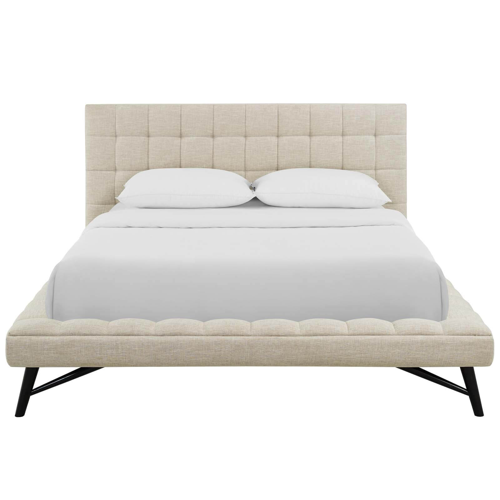 Julia Biscuit Tufted Fabric Queen Size Platform Bed