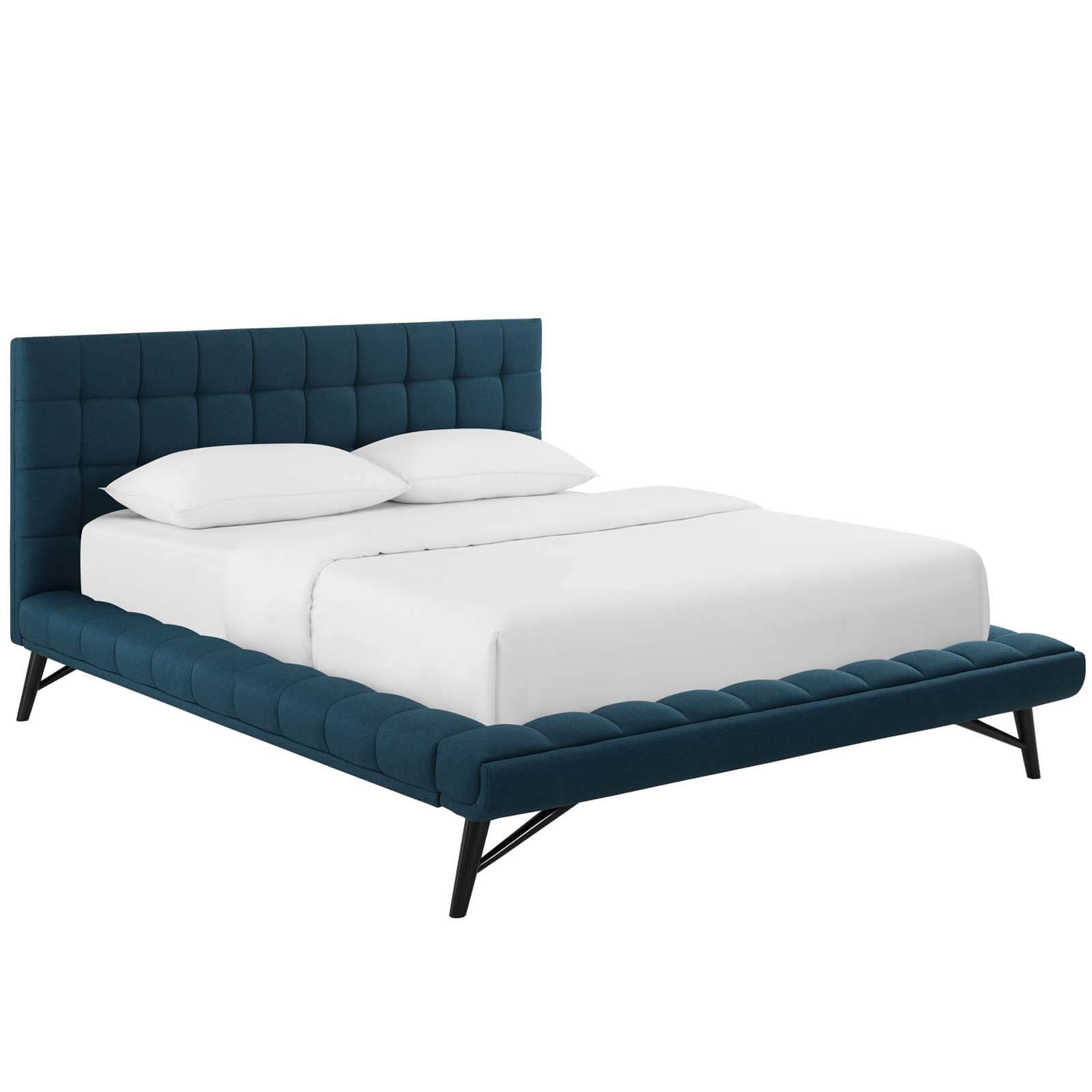 Julia Biscuit Tufted Fabric Queen Size Platform Bed
