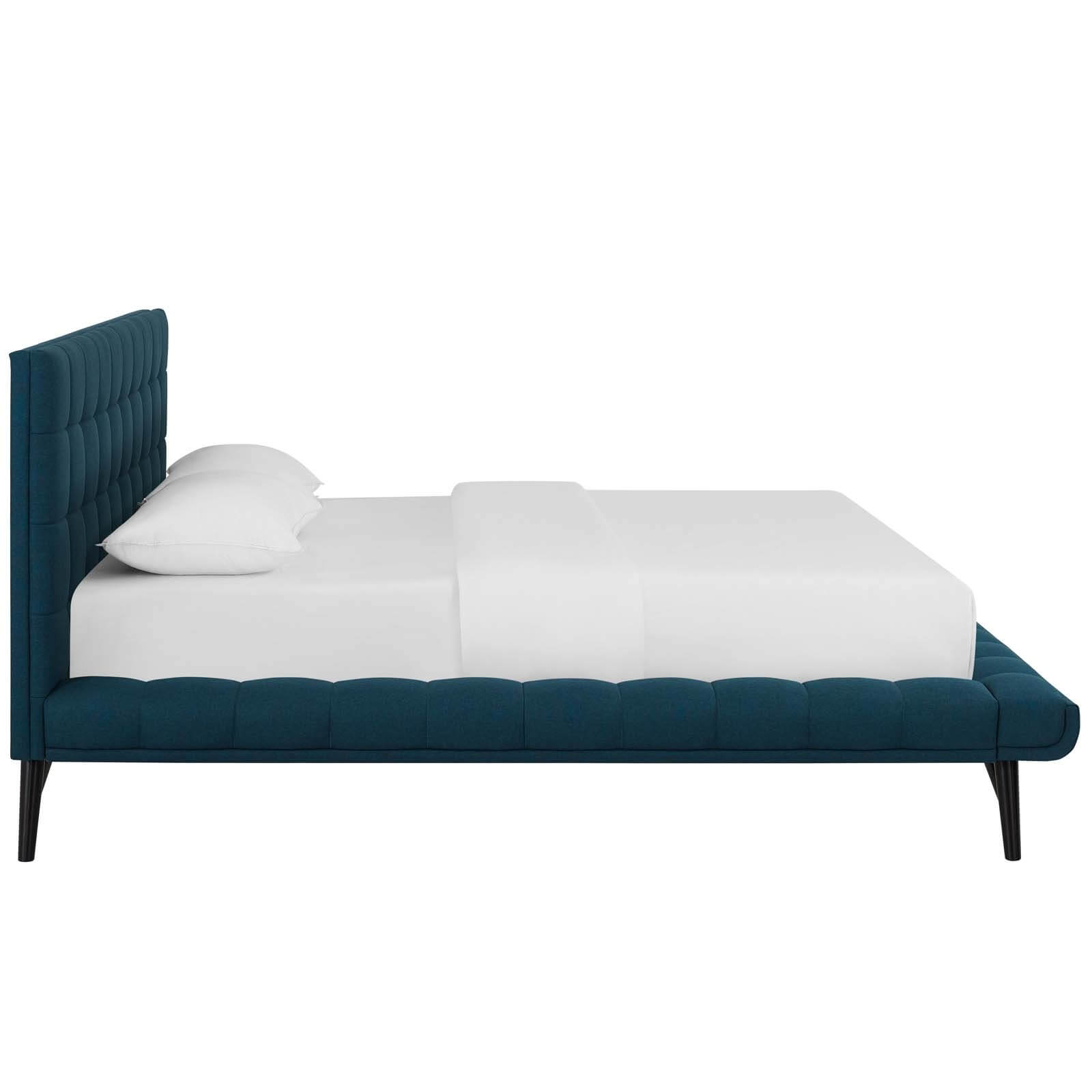 Julia Biscuit Tufted Fabric Queen Size Platform Bed
