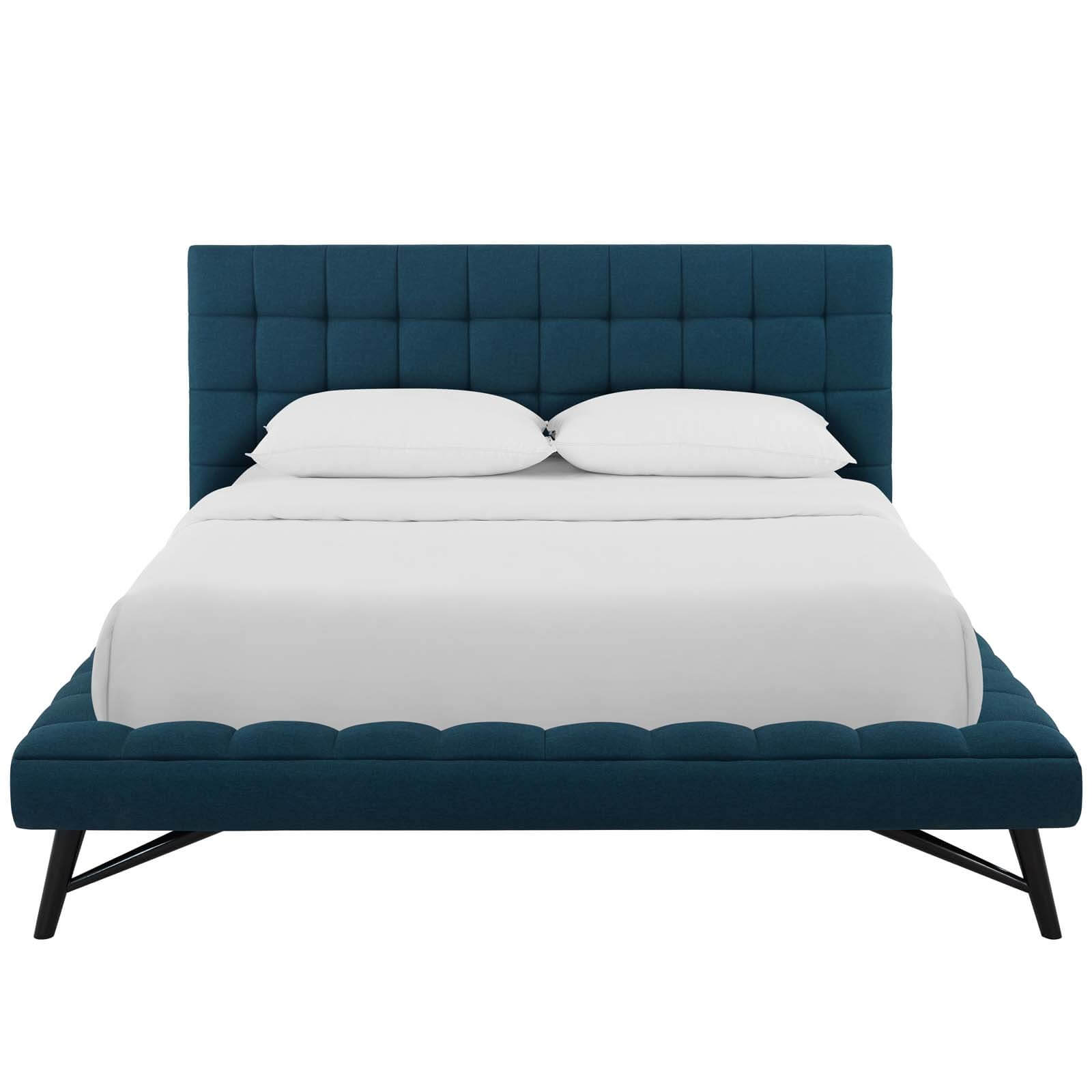 Julia Biscuit Tufted Fabric Queen Size Platform Bed