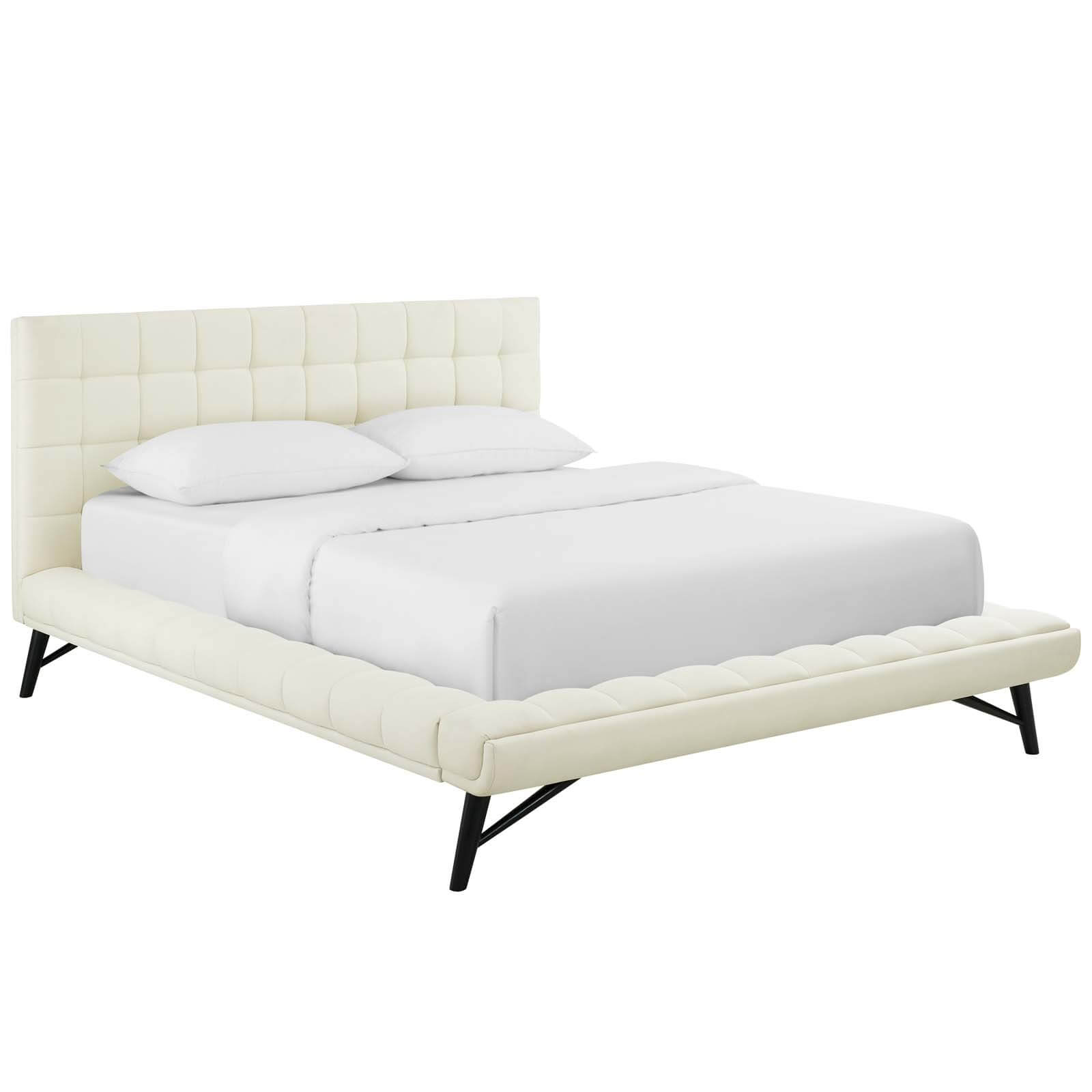 Julia Biscuit Tufted Fabric Queen Size Platform Bed