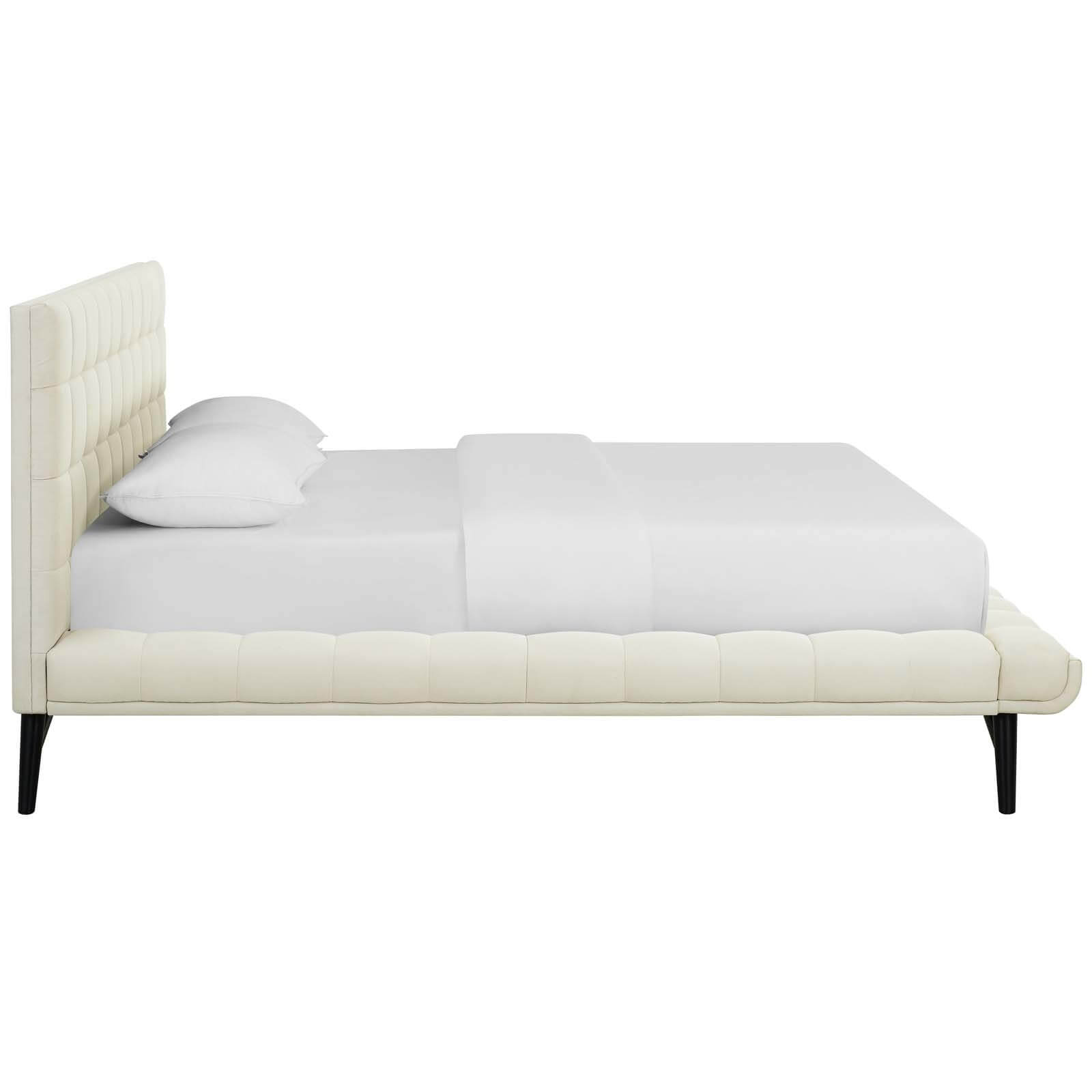 Julia Biscuit Tufted Fabric Queen Size Platform Bed