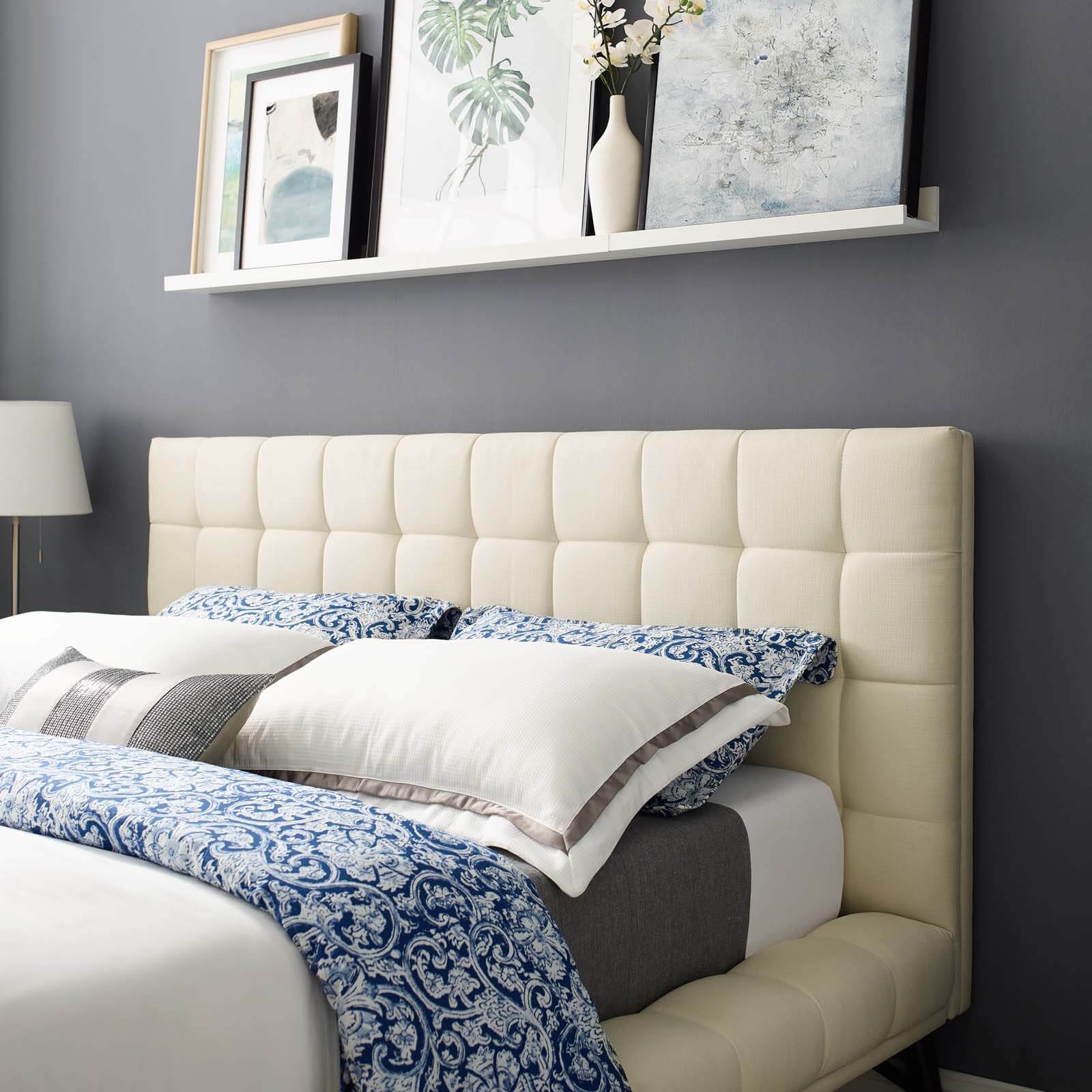 Julia Biscuit Tufted Fabric Queen Size Platform Bed