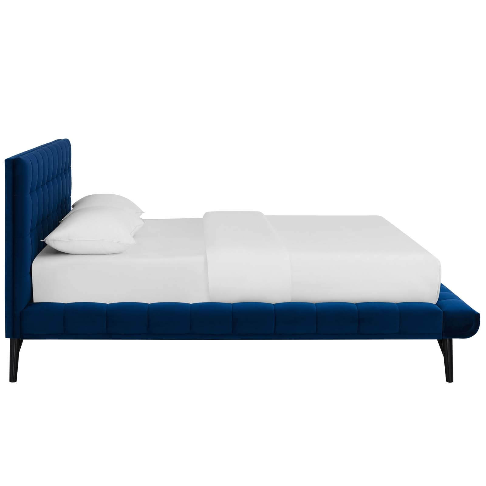 Julia Biscuit Tufted Velvet Queen Size Platform Bed