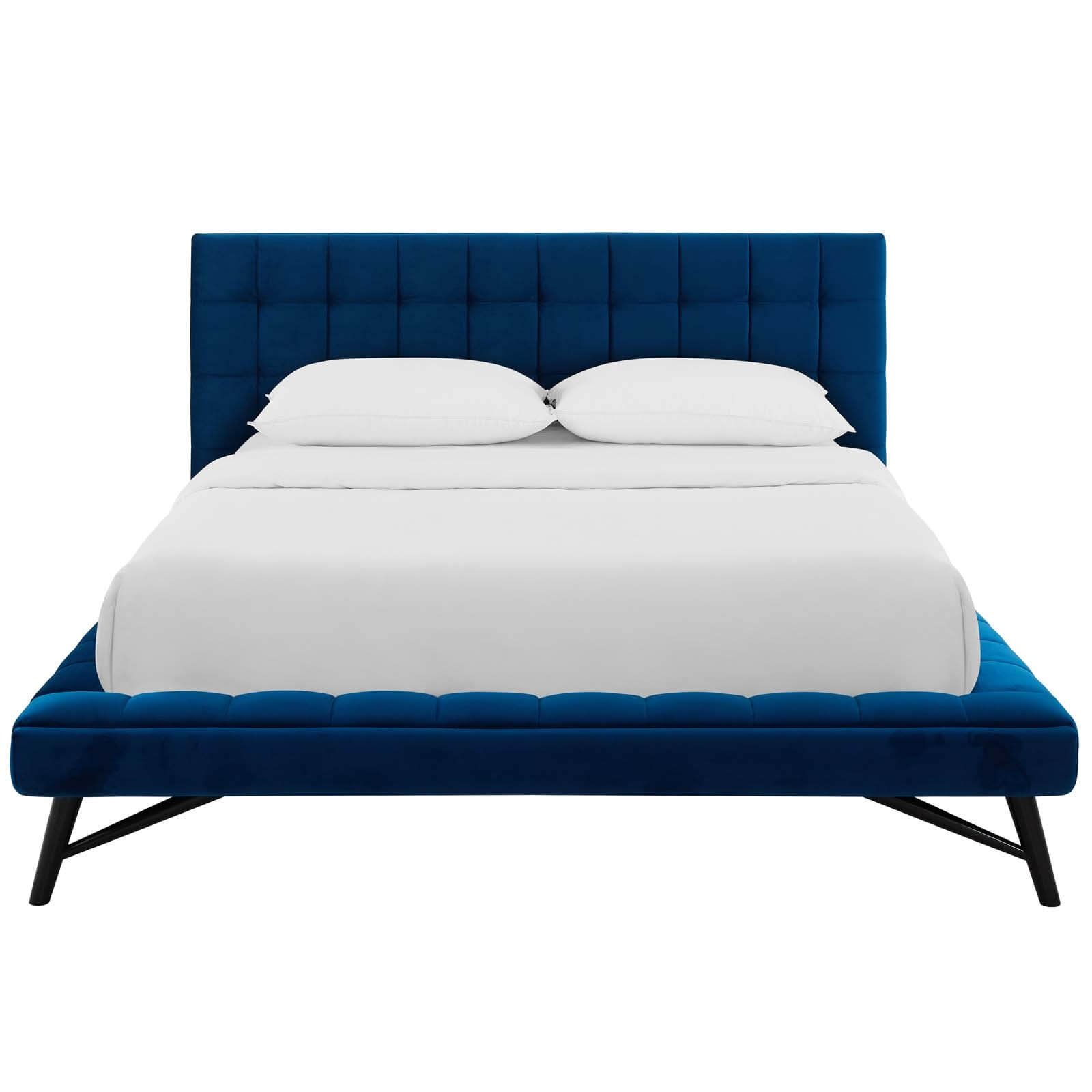 Julia Biscuit Tufted Velvet Queen Size Platform Bed