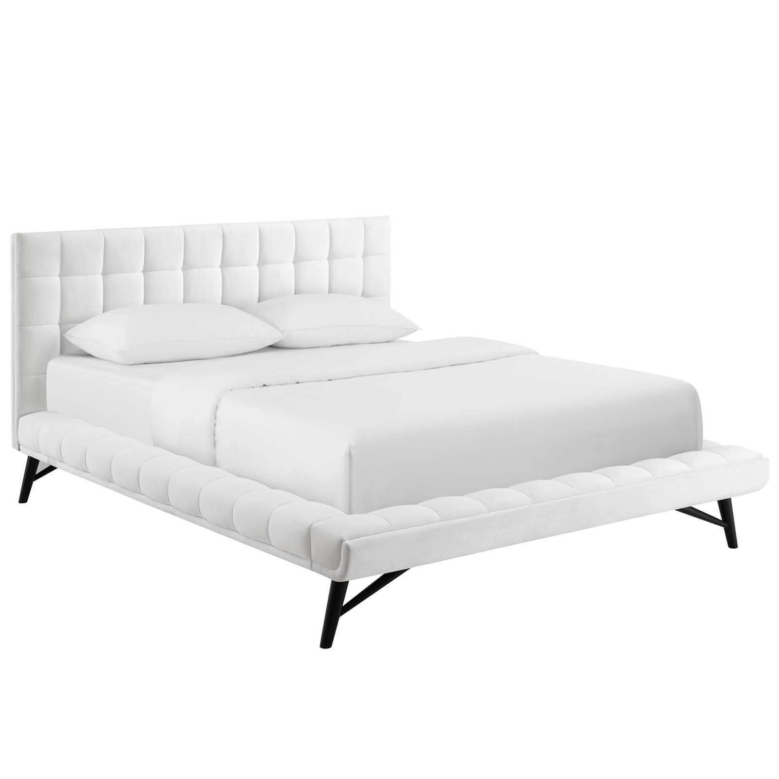 Julia Biscuit Tufted Velvet Queen Size Platform Bed
