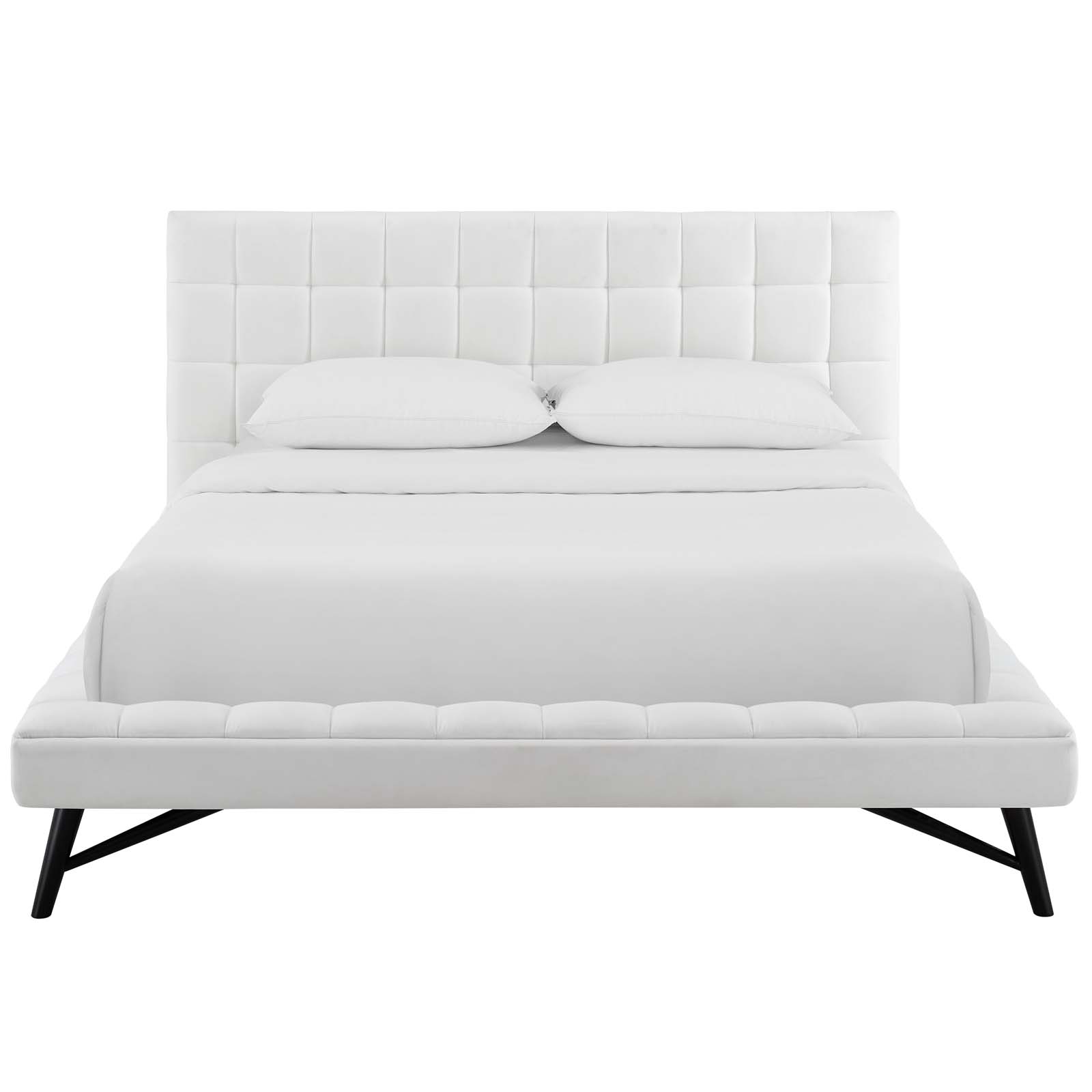 Julia Biscuit Tufted Velvet Queen Size Platform Bed