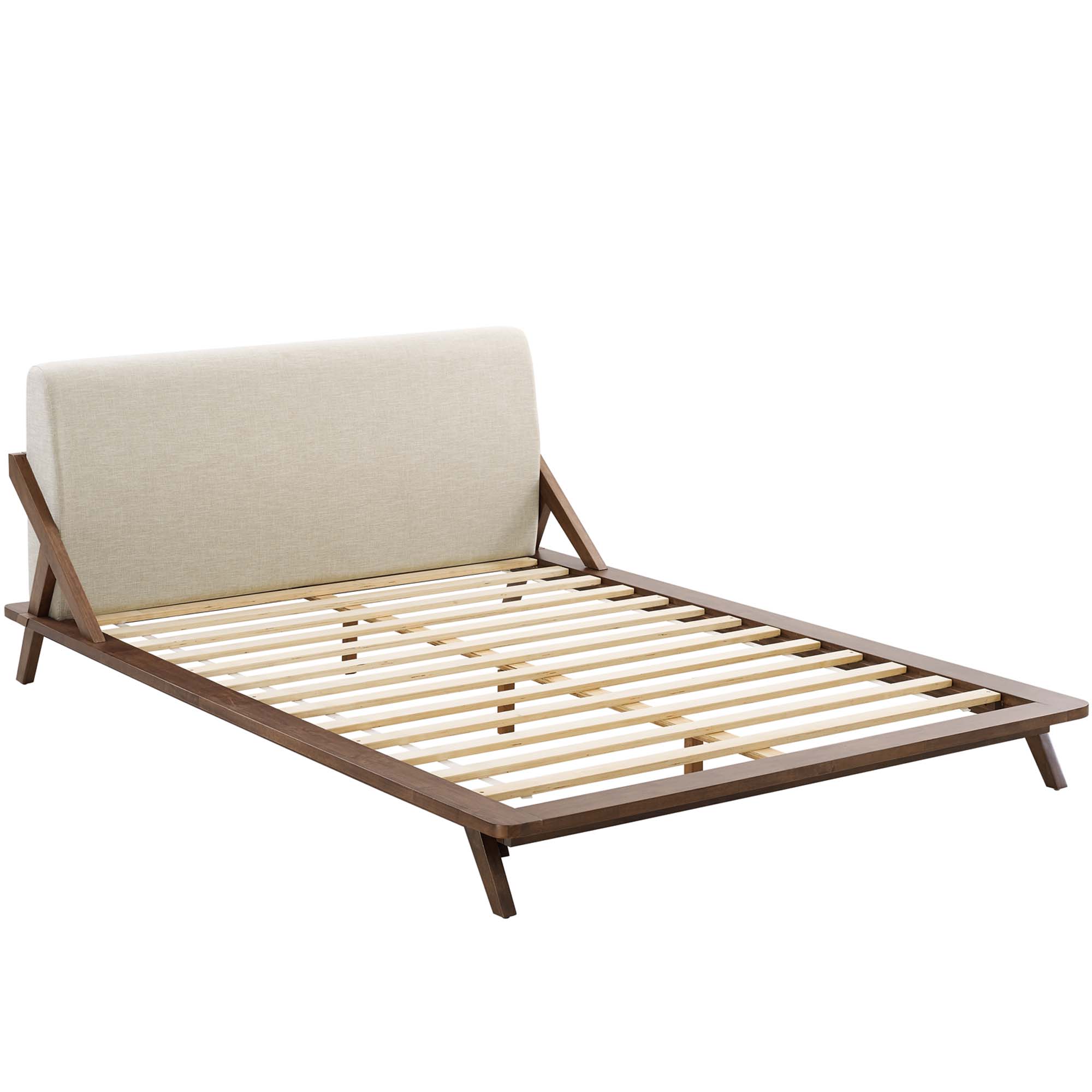 Larry Fabric Platform Bed Walnut/White