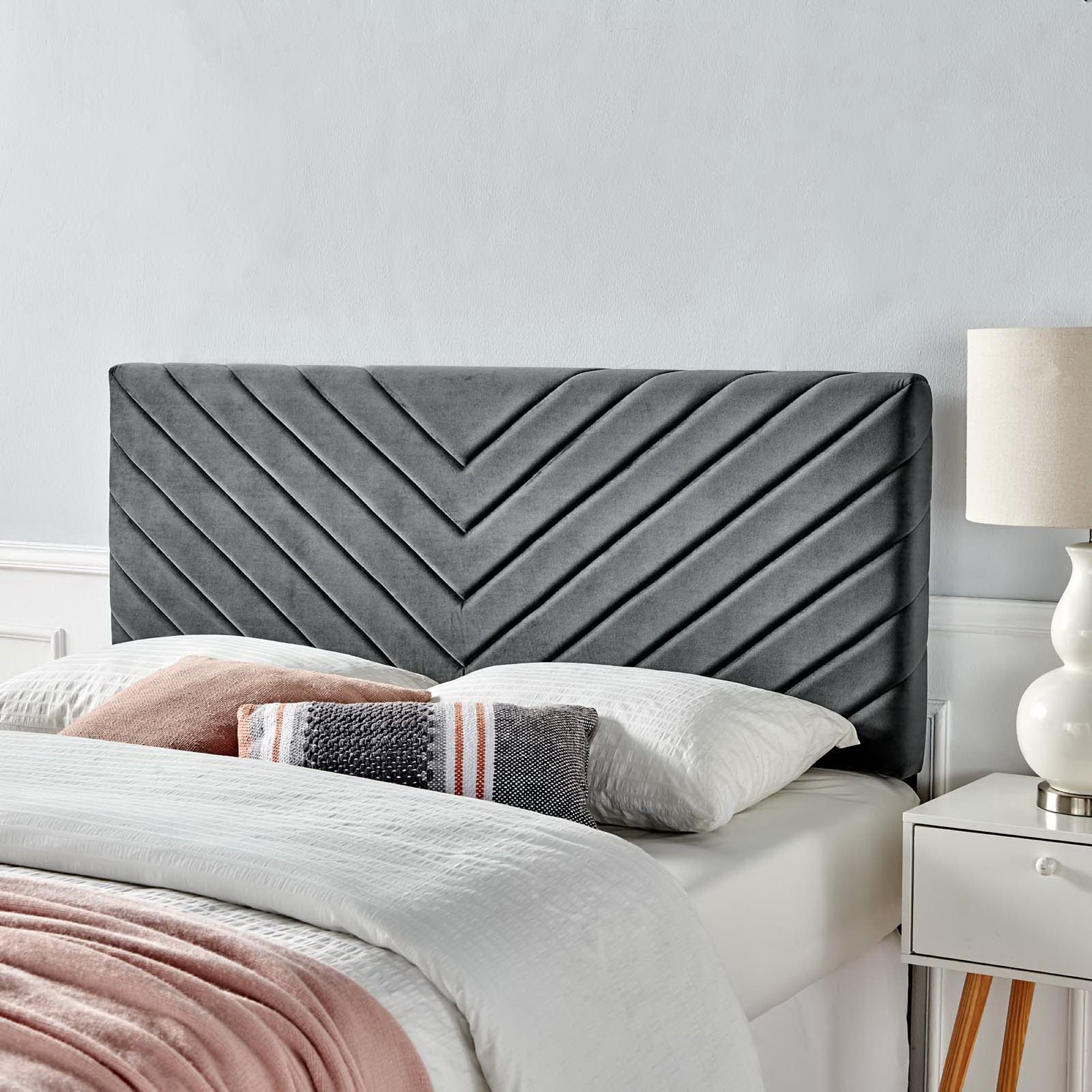 Alyson Angular Channel Tufted Performance Velvet Full/Queen Headboard