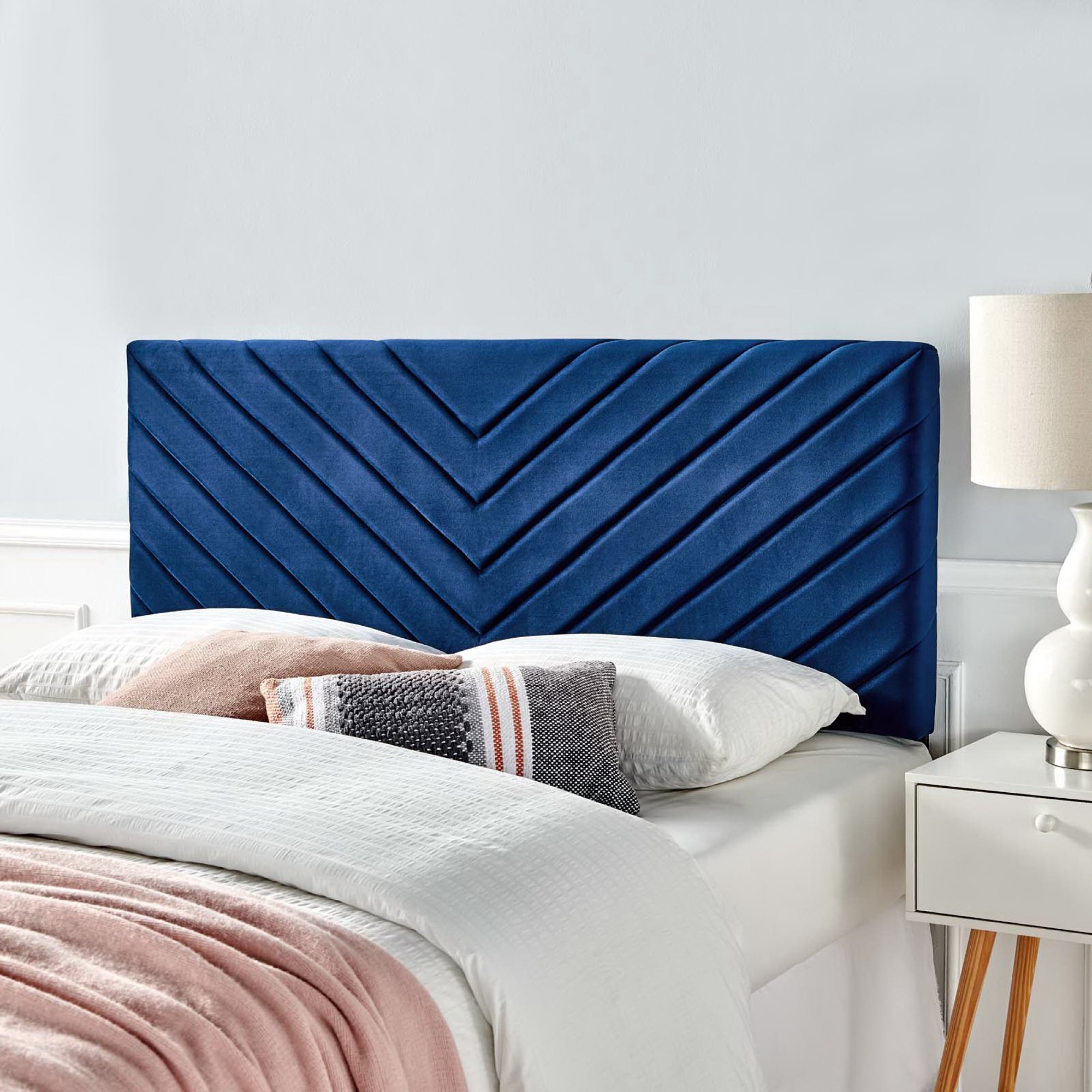 Alyson Angular Channel Tufted Performance Velvet Full/Queen Headboard