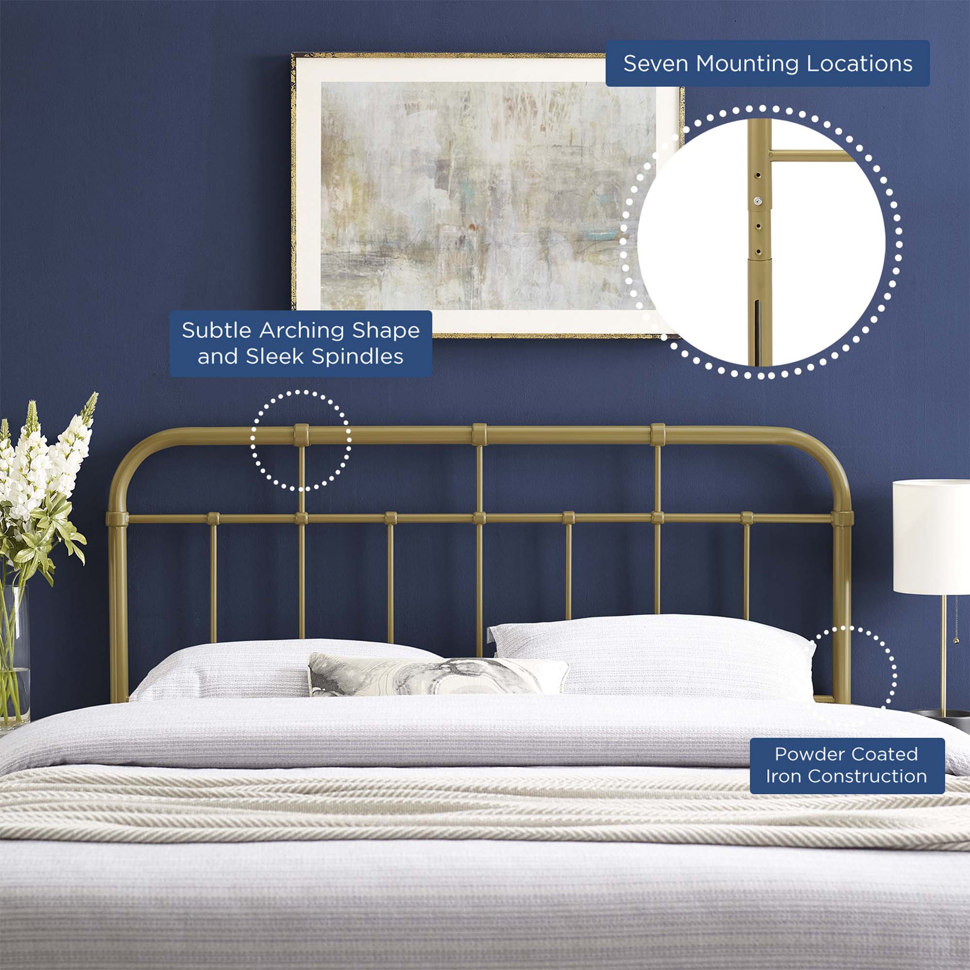 Alessia Metal Full Headboard