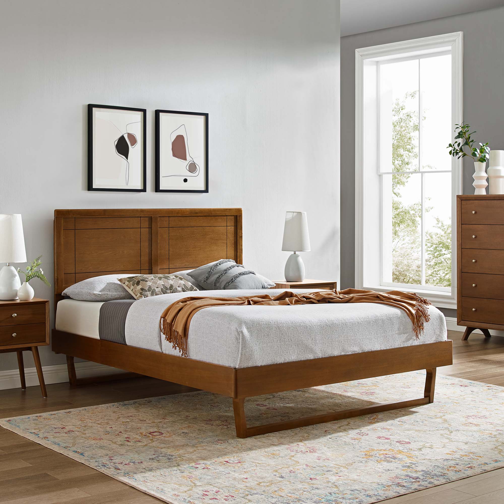 Marlee Wood Queen Platform Bed With Angular Frame