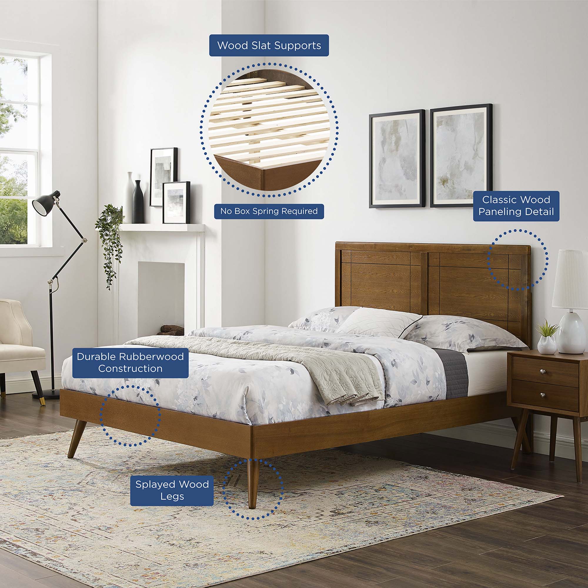 Marlee Wood Queen Platform Bed With Splayed Legs