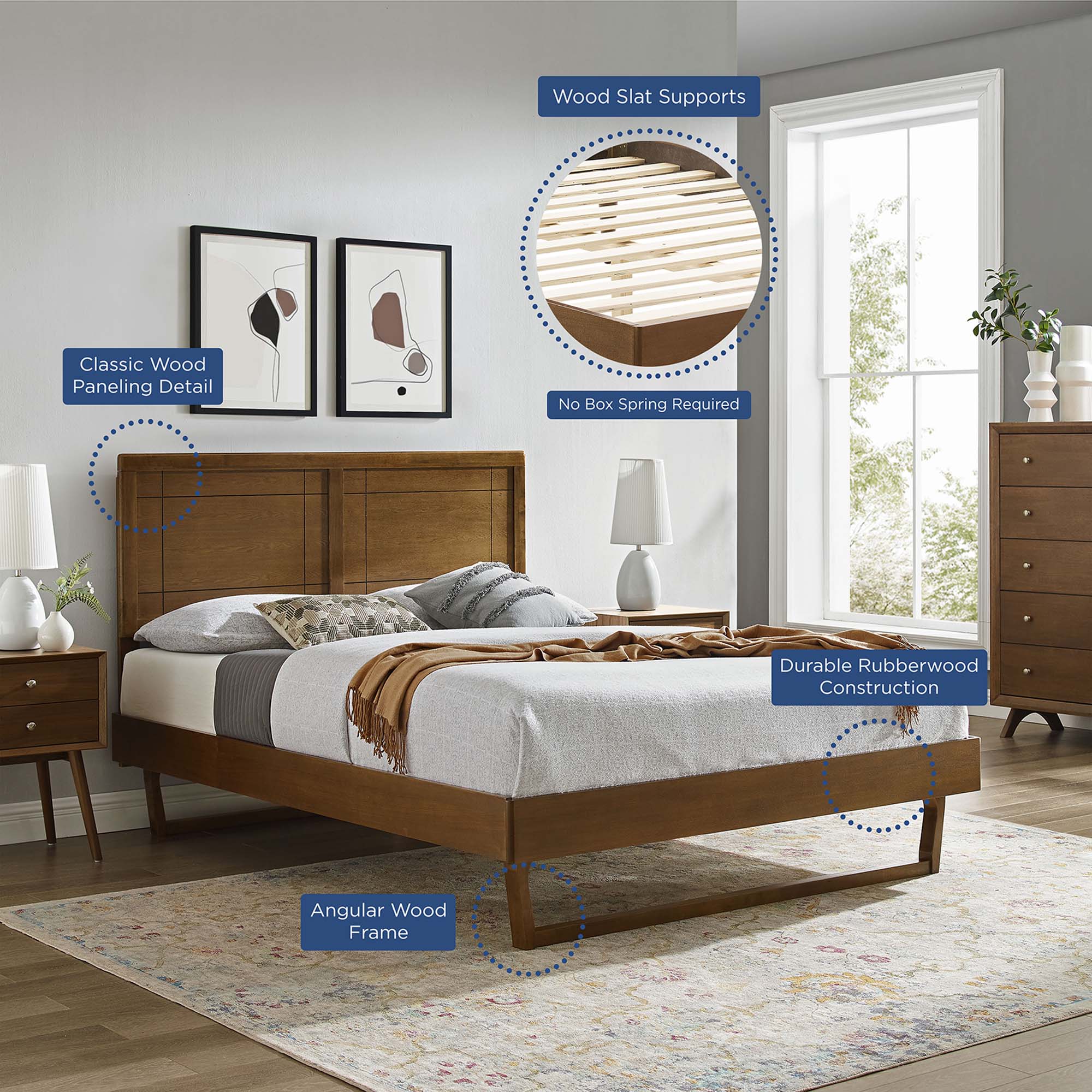 Marlee Wood Twin Platform Bed With Angular Frame
