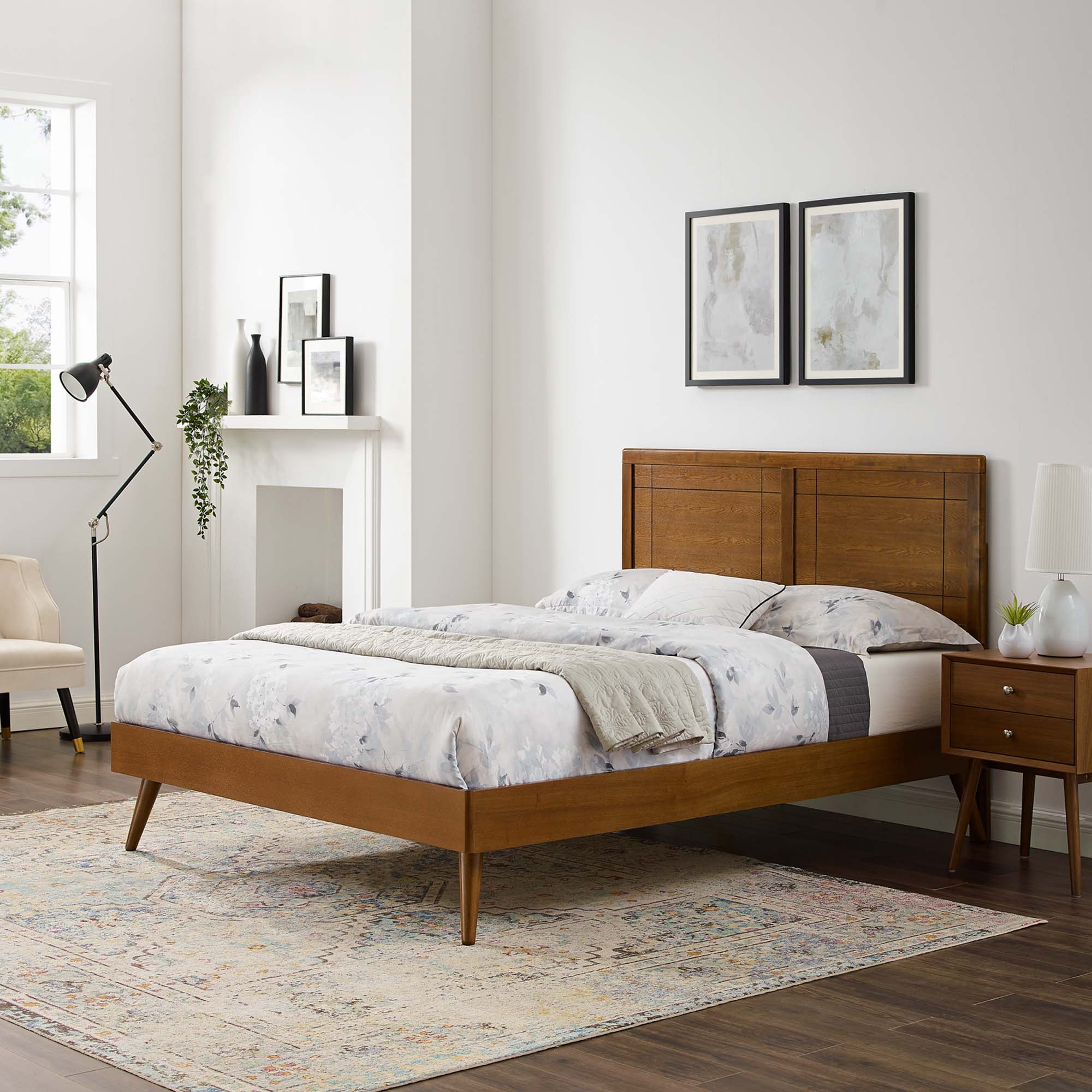 Marlee Wood Full Platform Bed With Splayed Legs