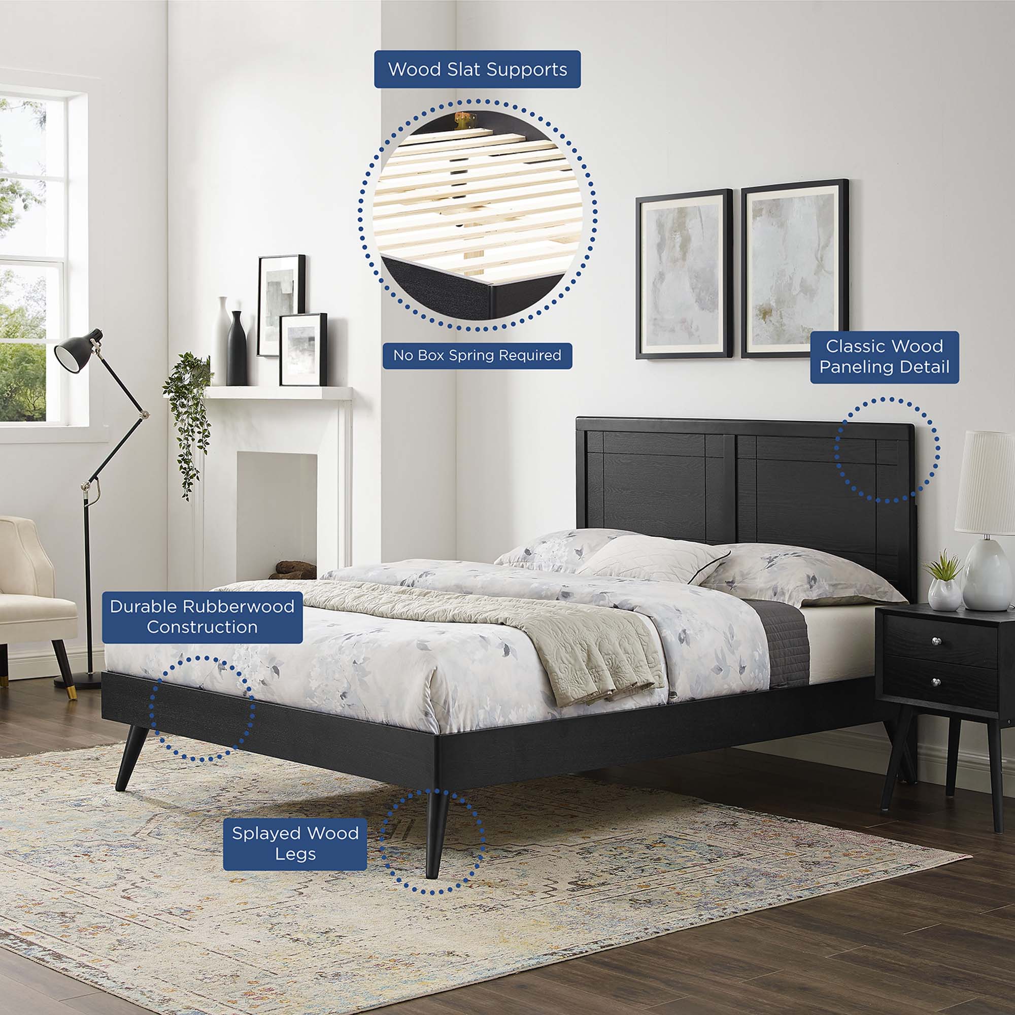 Marlee Wood King Platform Bed With Splayed Legs