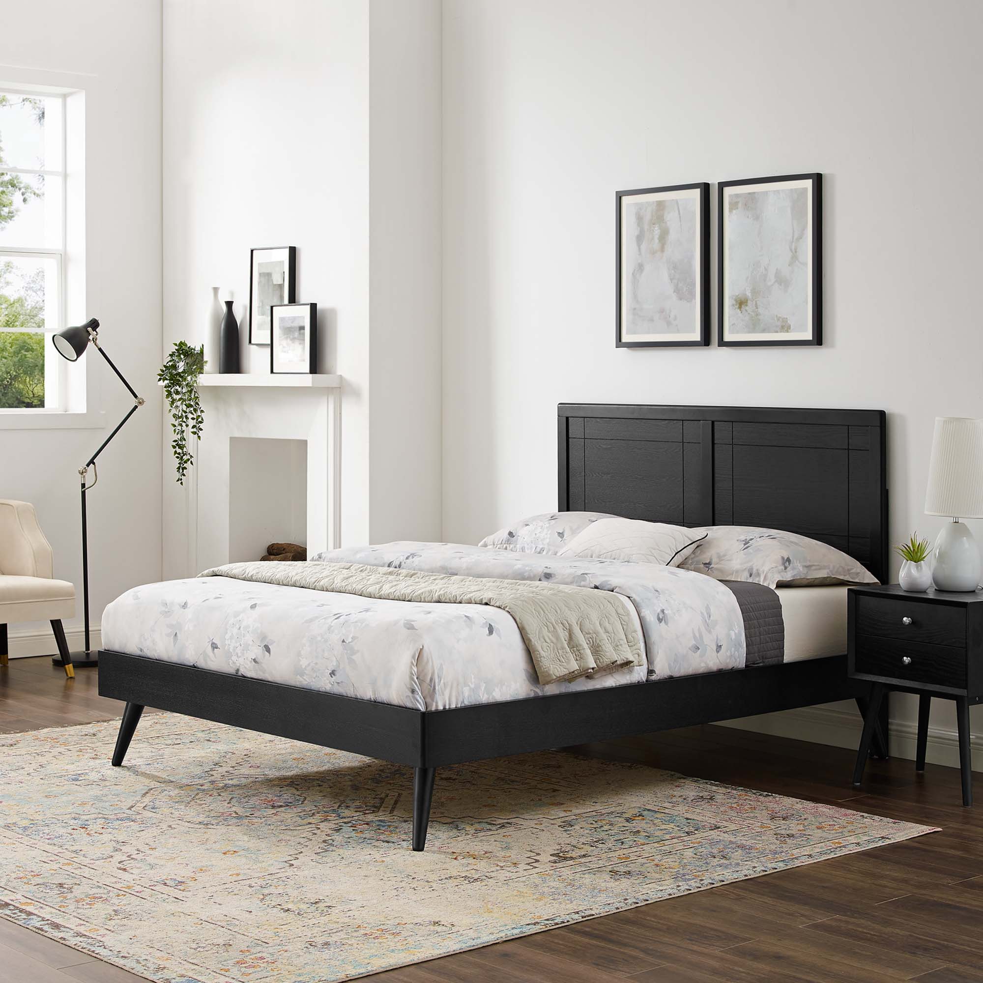 Marlee Wood King Platform Bed With Splayed Legs