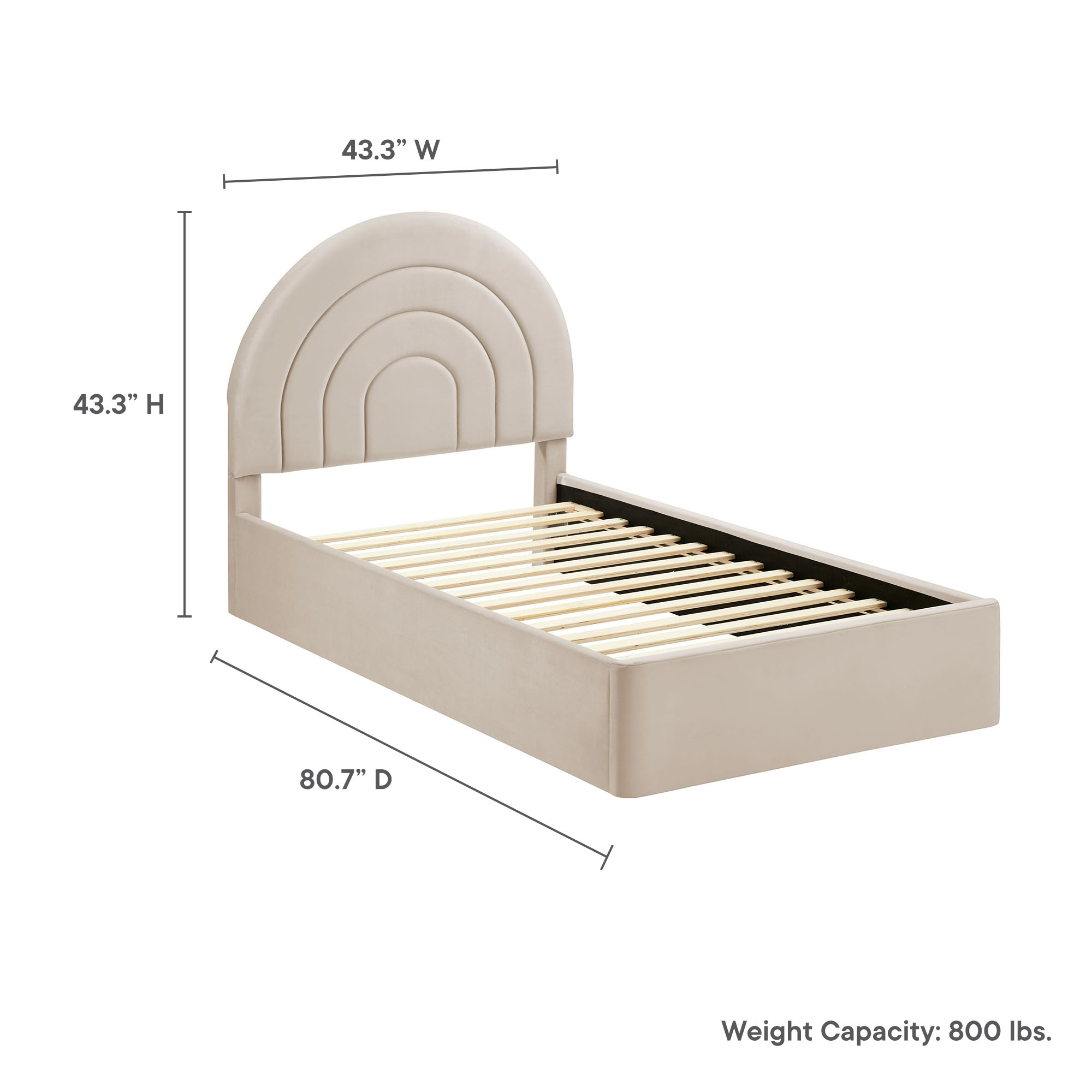 Solana Arched Performance Velvet Platform Bed