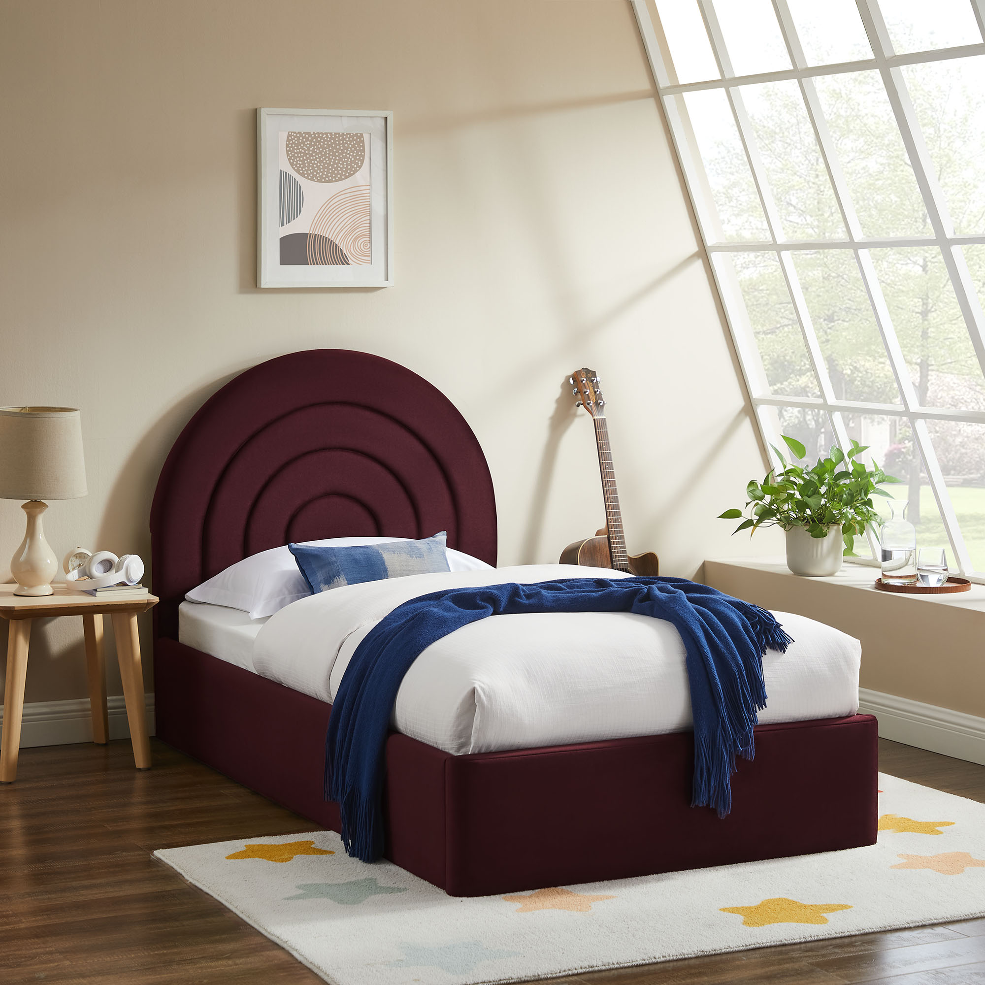 Solana Arched Performance Velvet Twin Platform Bed