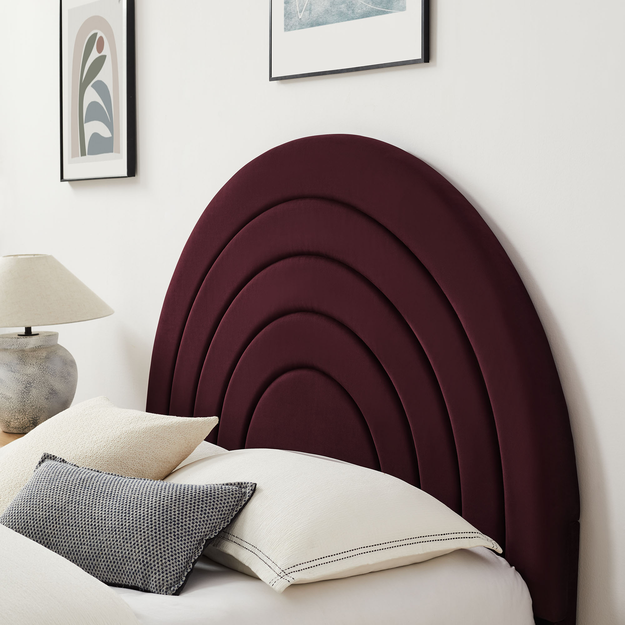 Solana Arched Performance Velvet Full Platform Bed