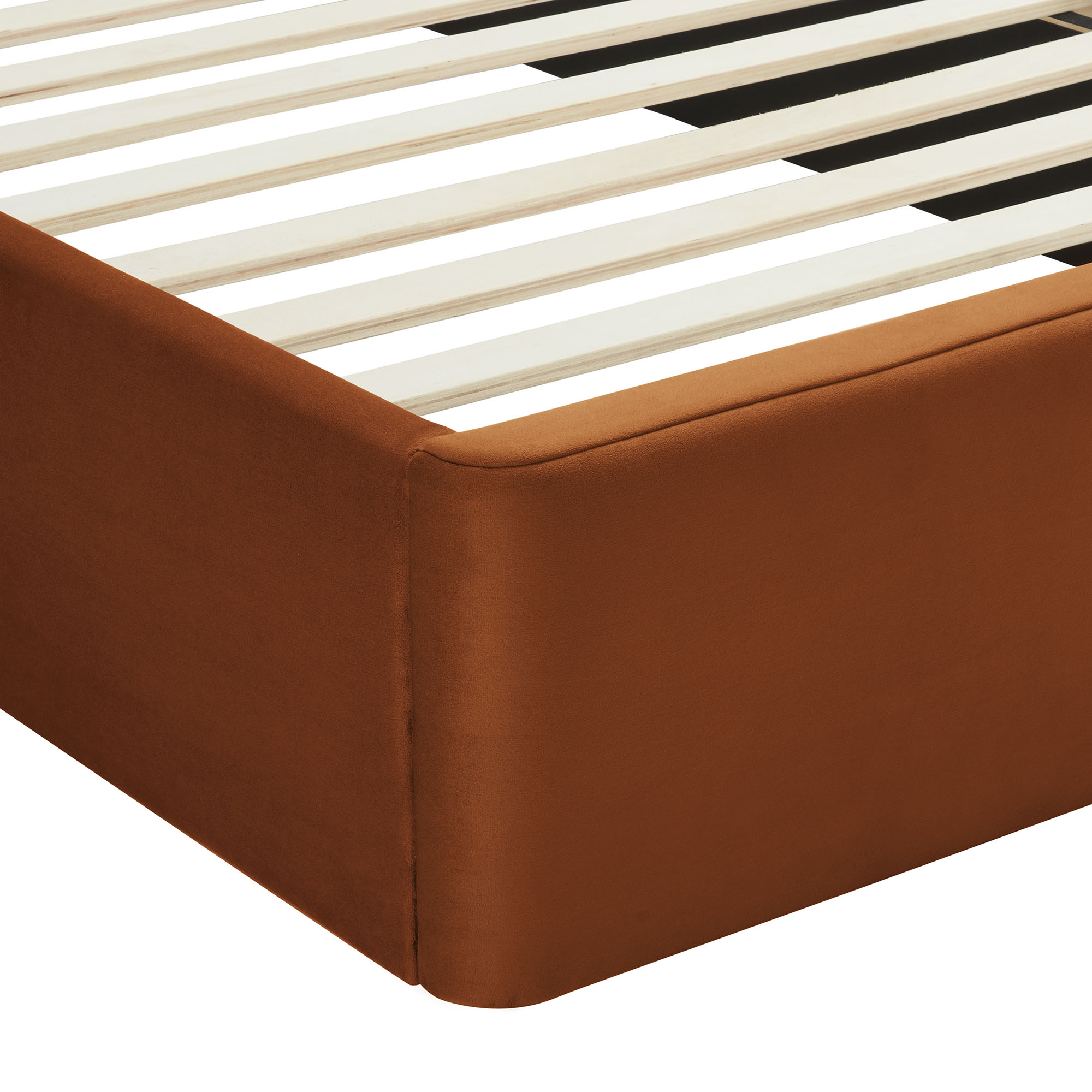 Archer Rust Velvet Ottoman Storage Bed