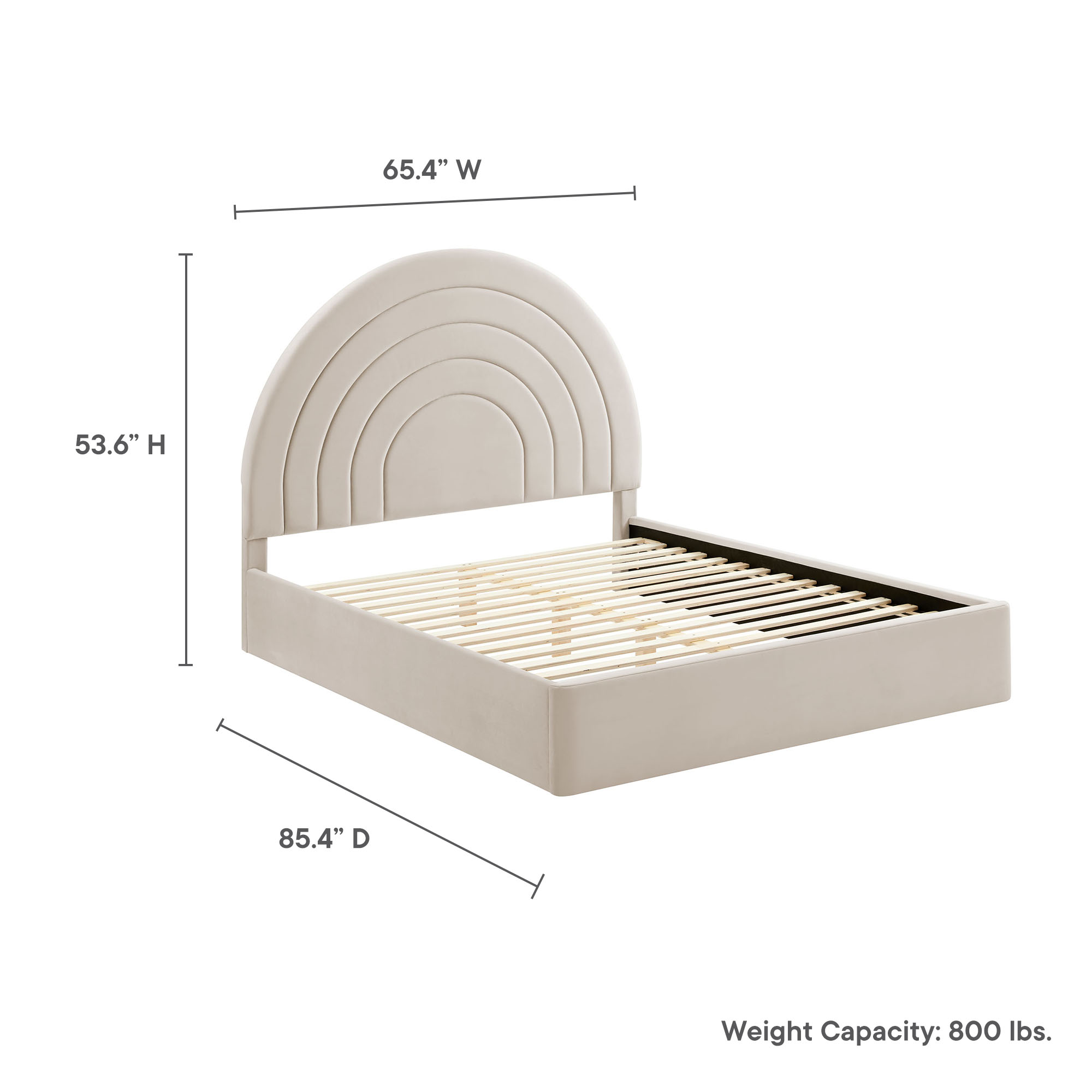 Solana Arched Performance Velvet Queen Platform Bed