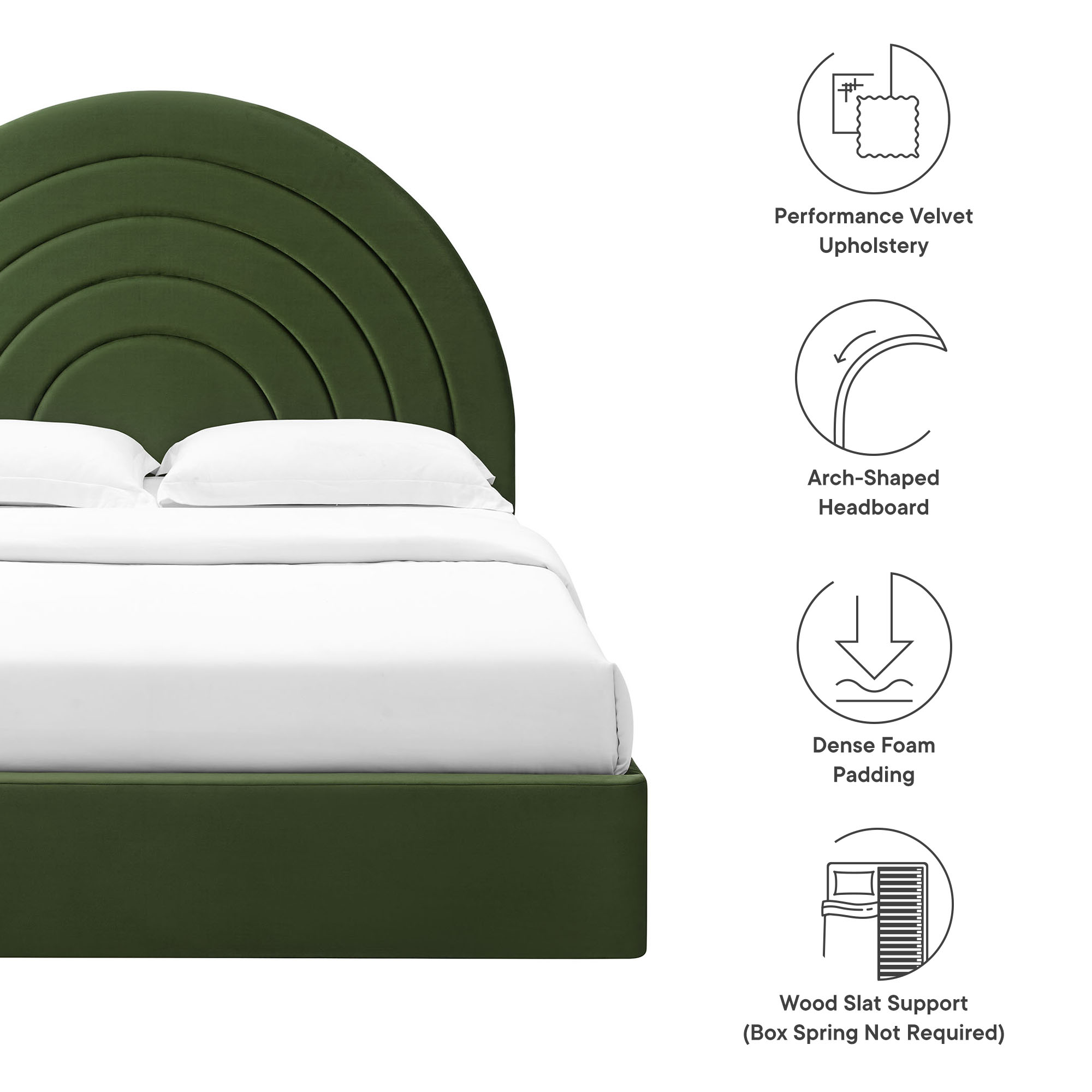 Solana Arched Performance Velvet Twin Platform Bed