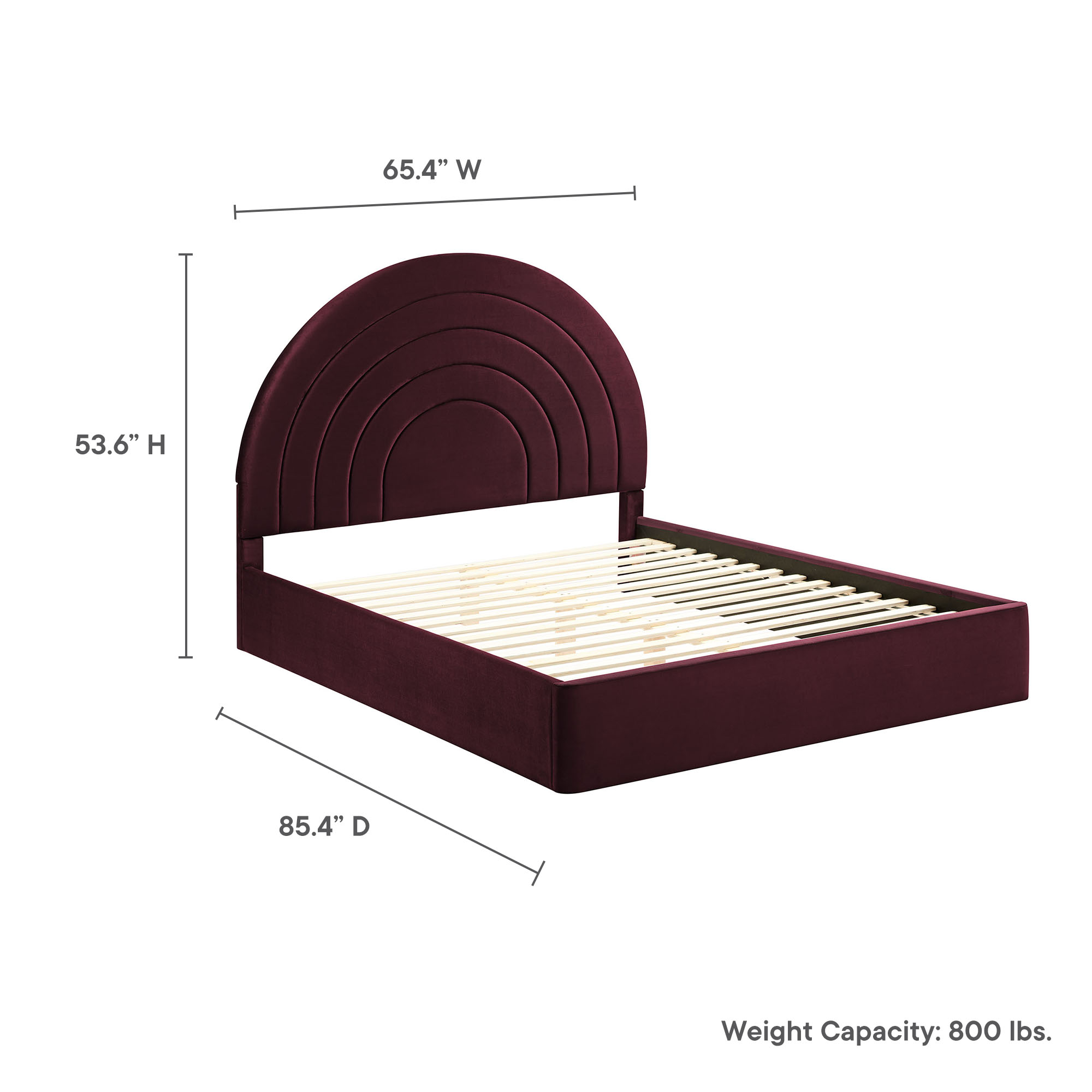 Solana Arched Performance Velvet Queen Platform Bed