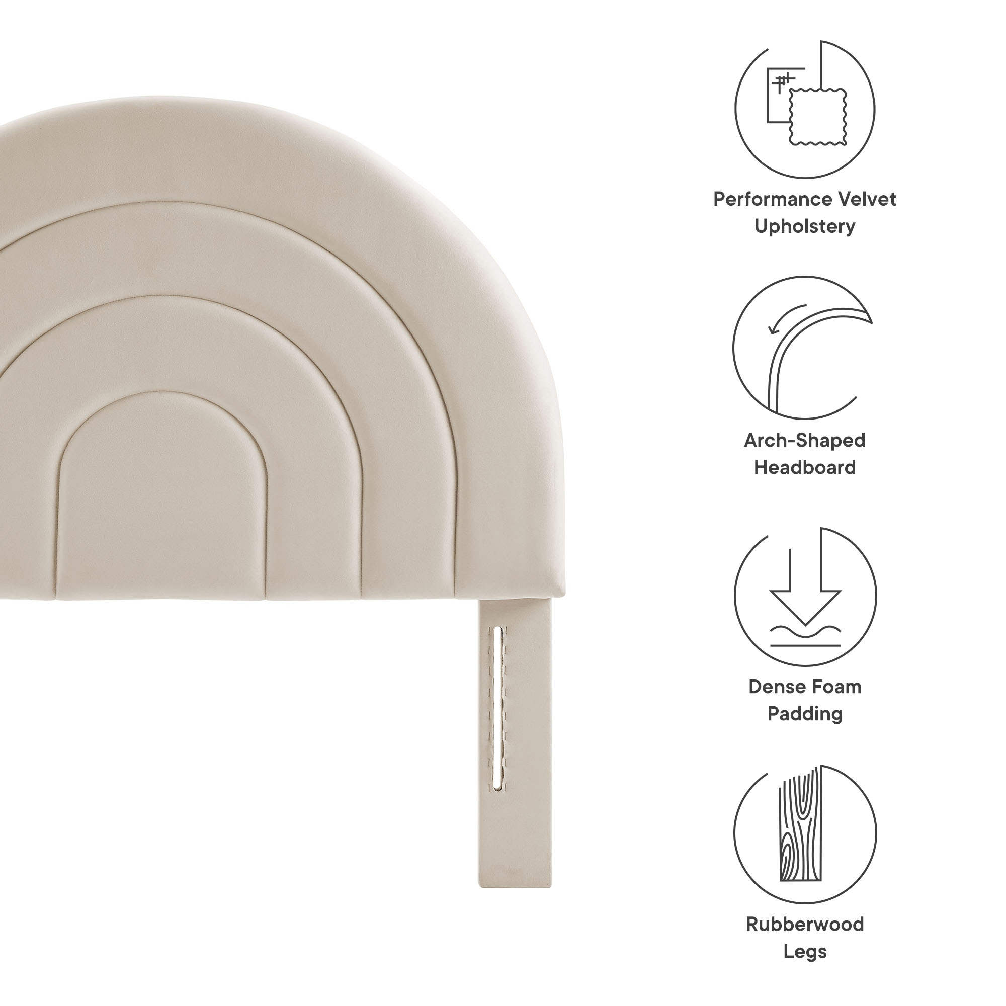 Solana Arched Performance Velvet Twin Headboard