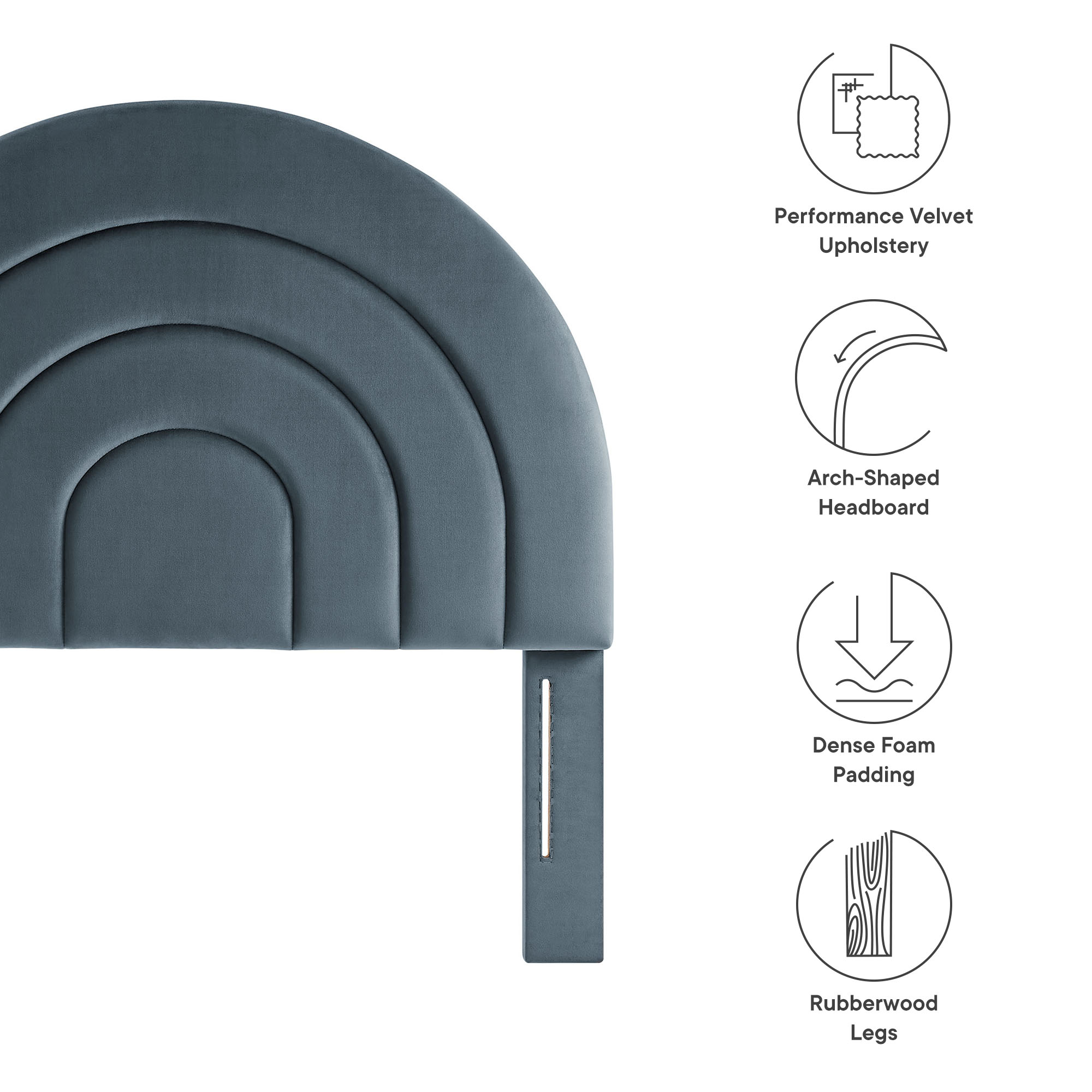 Solana Arched Performance Velvet Twin Headboard