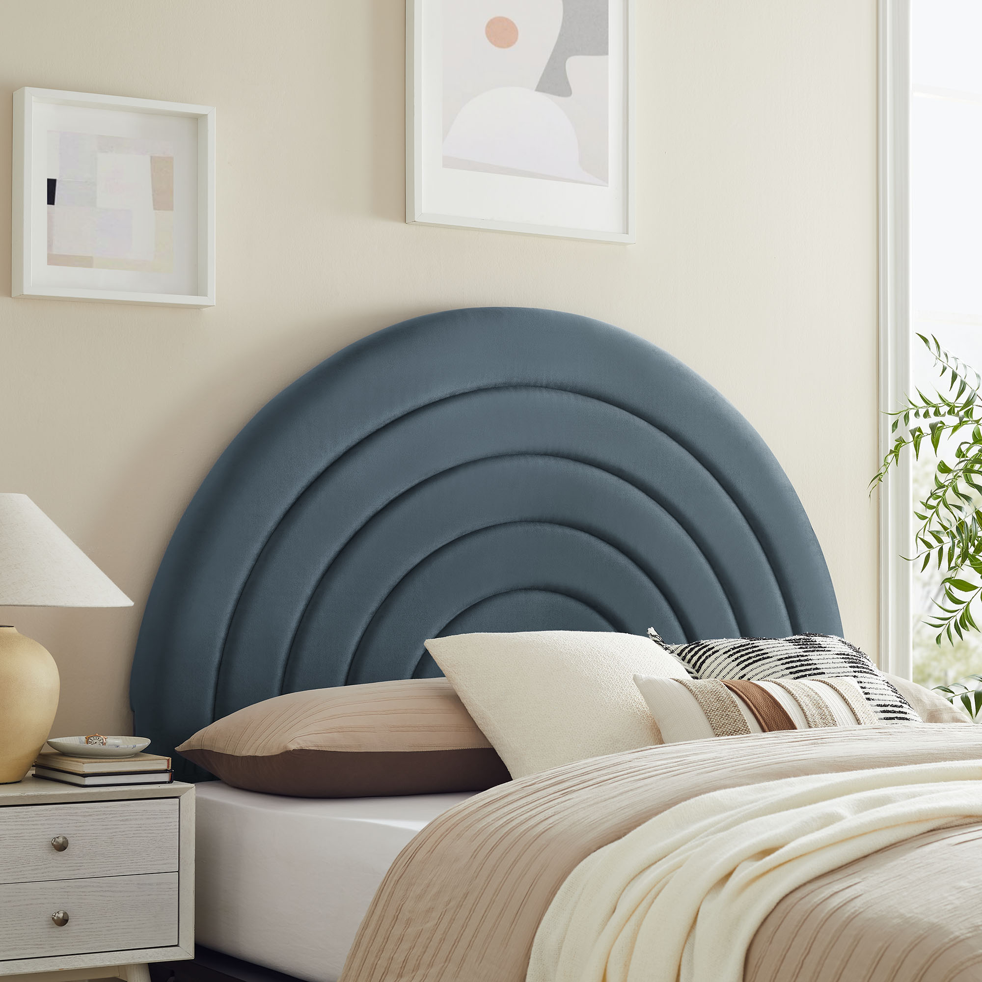 Solana King Platform Bed in Cadet Blue