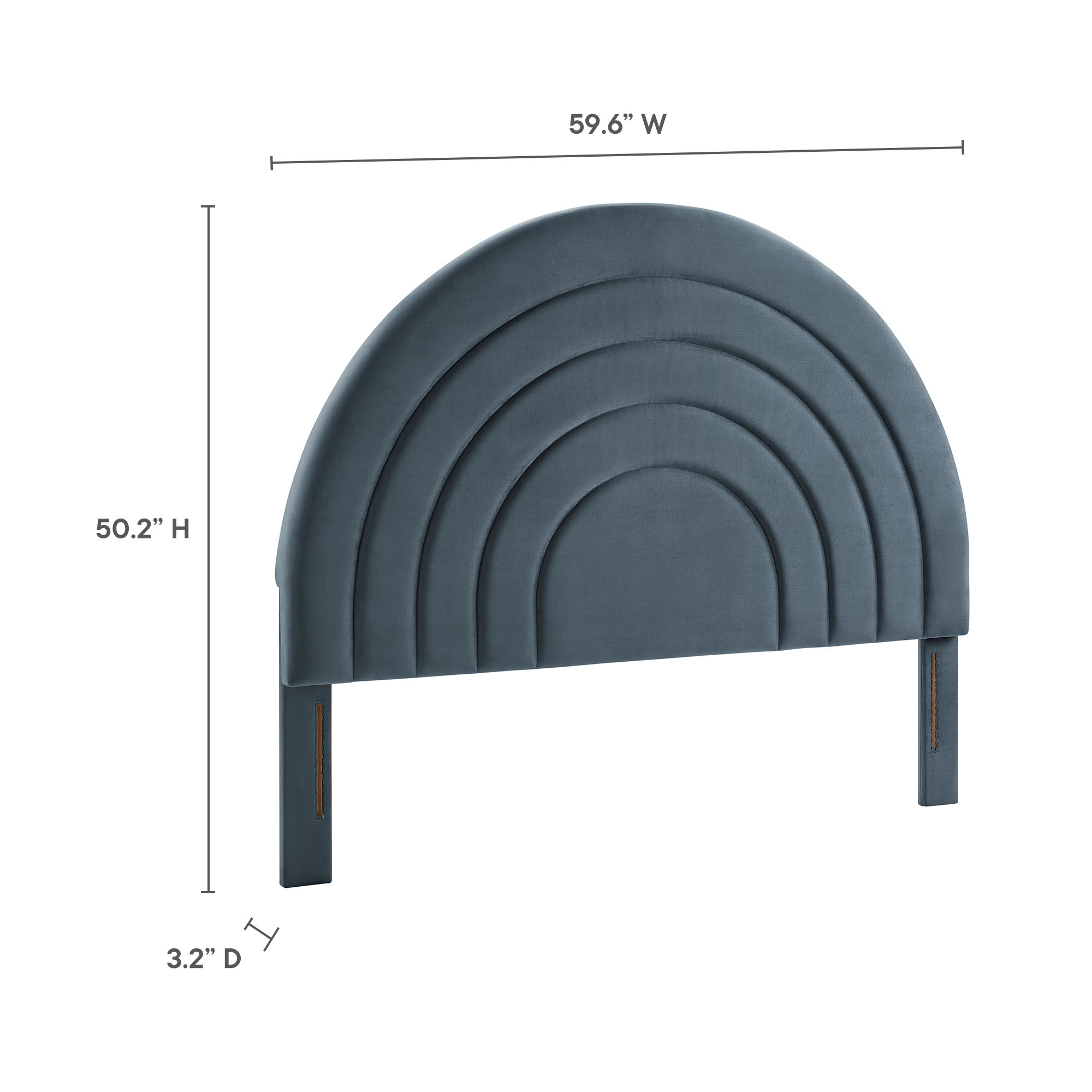 Modway Solana Arched Performance Velvet Full Headboard in Cadet Blue