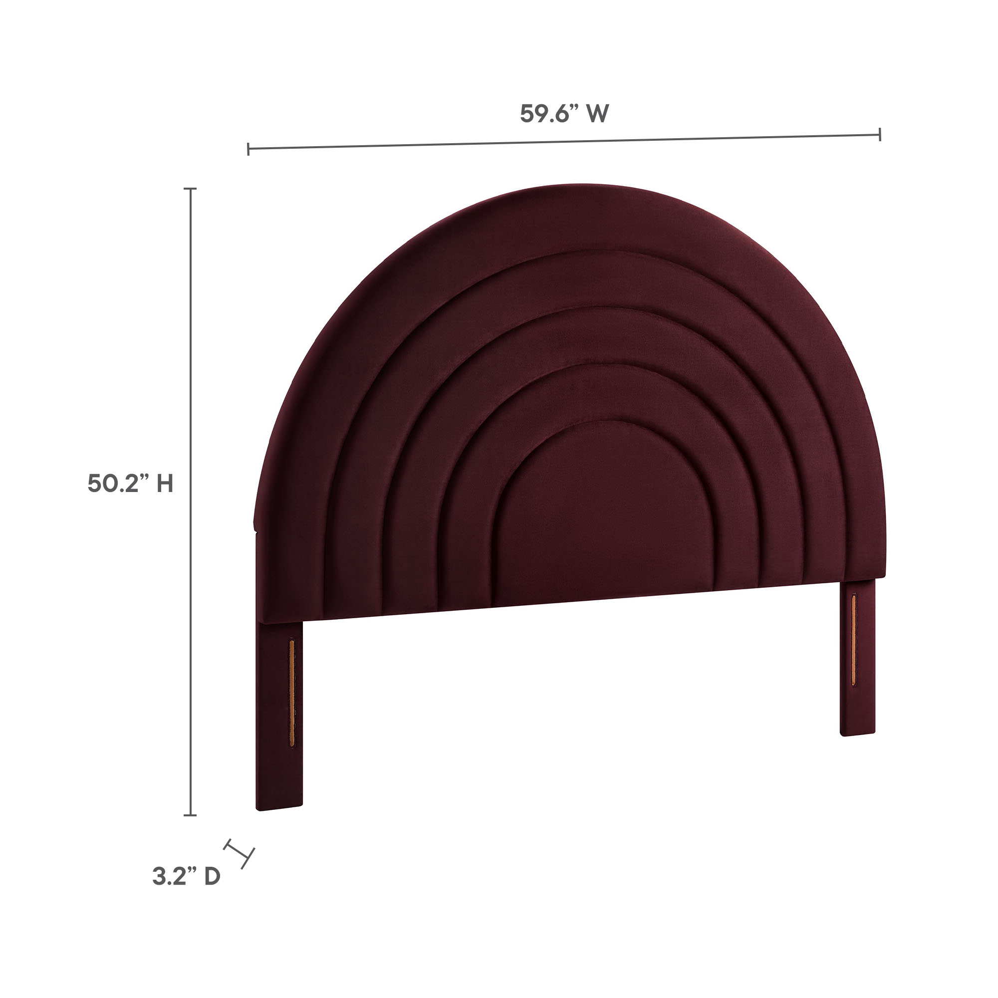 Modway Solana Arched Performance Velvet Full Headboard in Cadet red