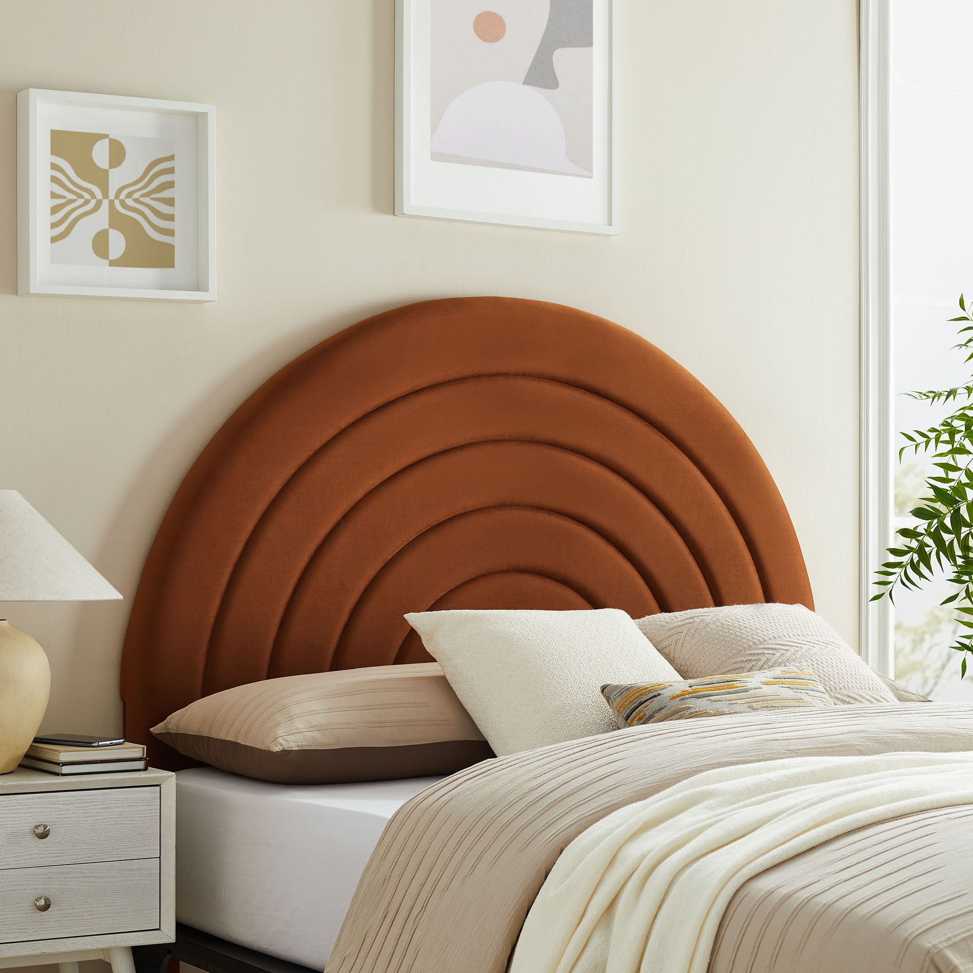 Solana Arched Performance Velvet Full Headboard