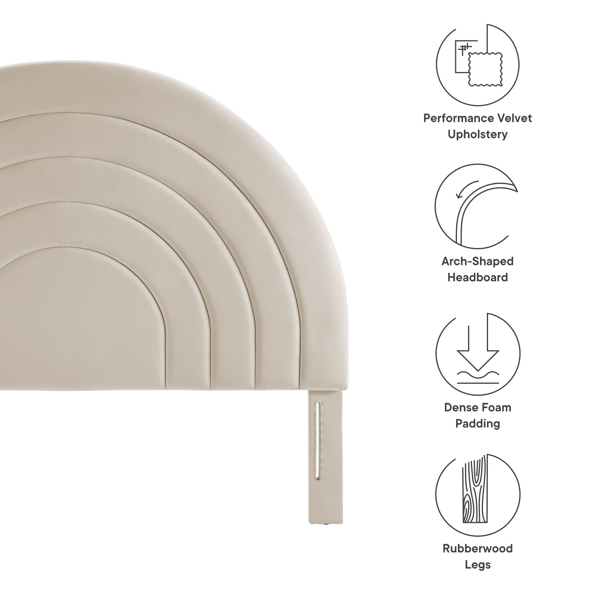 Solana Arched Performance Velvet Twin Headboard