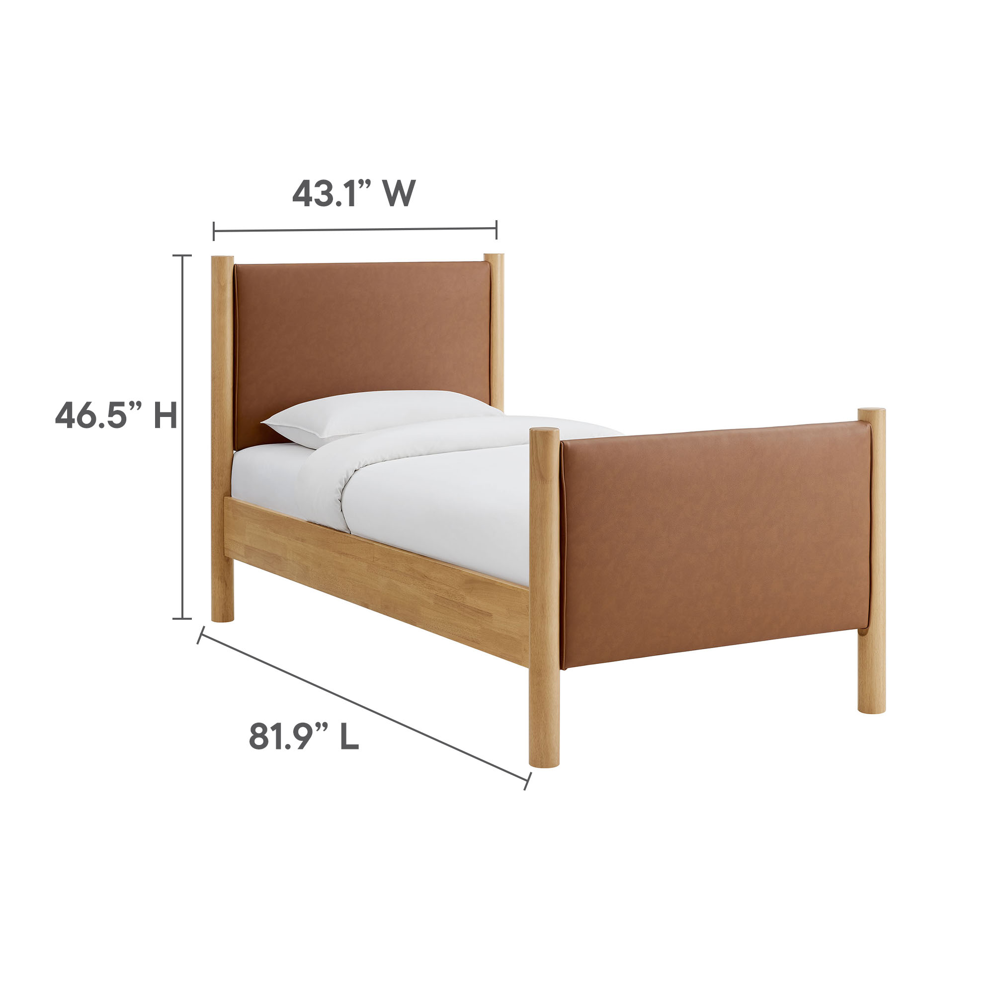 Maven Twin Size Vegan Leather Upholstered Platform Bed