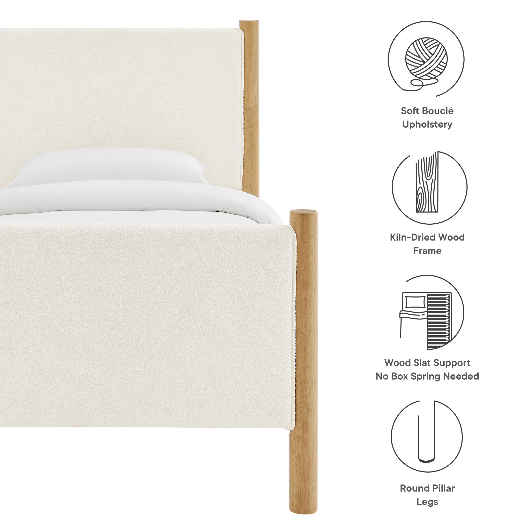 Maven Twin Size Boucle Upholstered Platform Bed