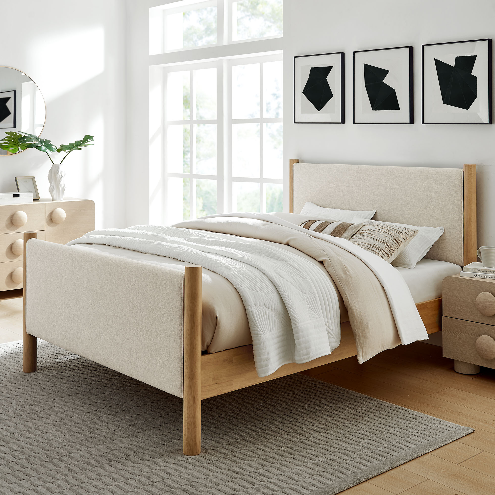 Maven Queen Size Fabric Upholstered Platform Bed