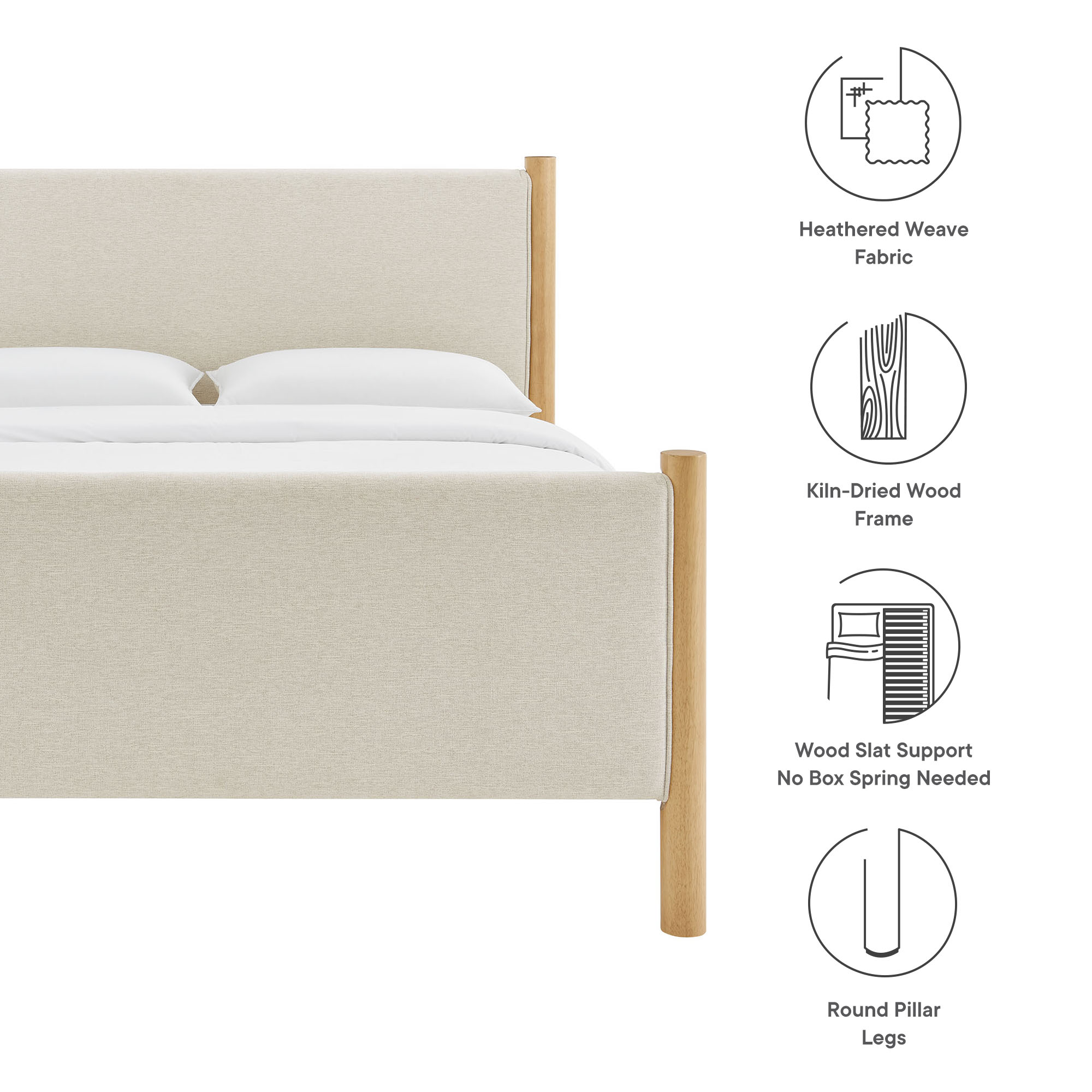 Maven Queen Size Fabric Upholstered Platform Bed