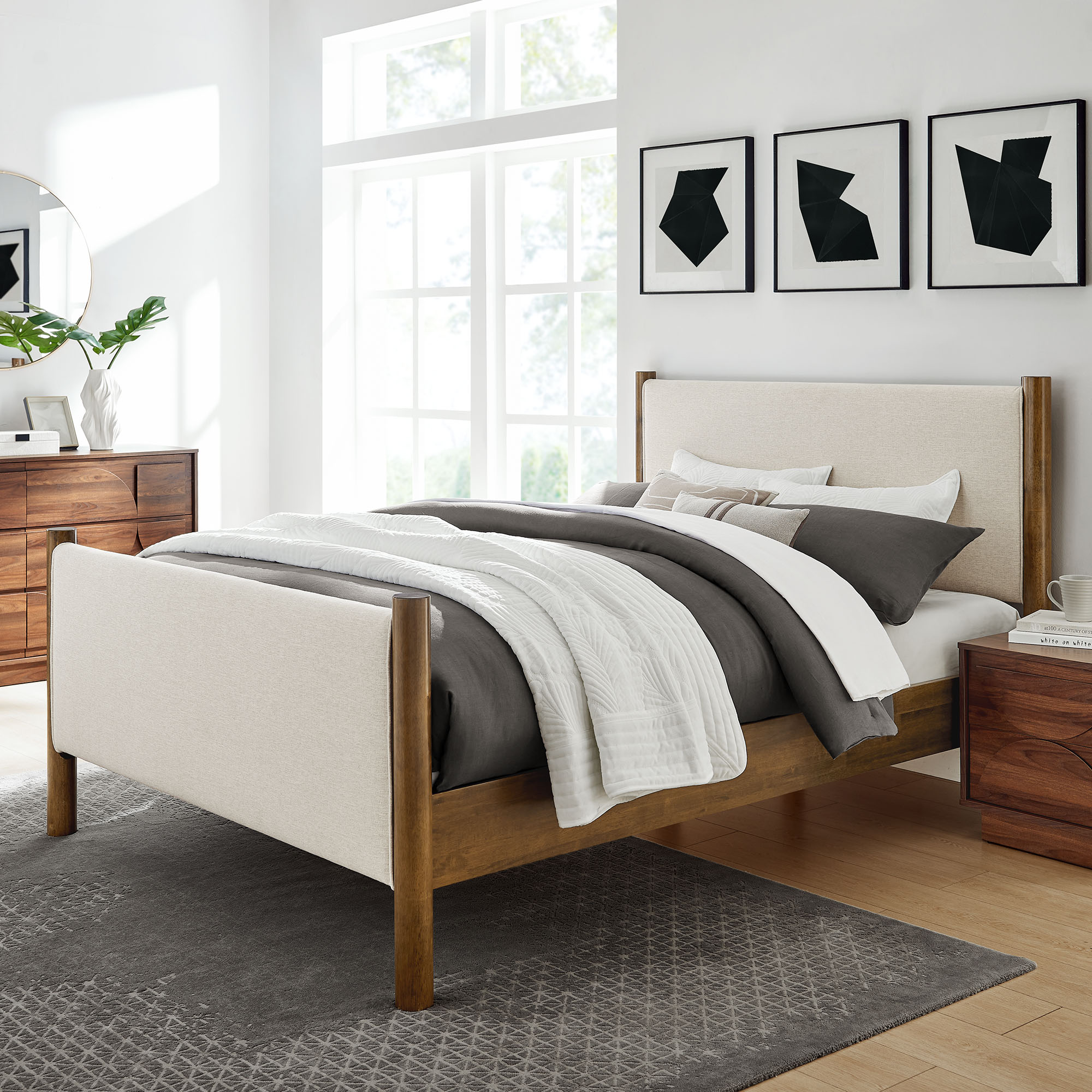Maven Queen Size Fabric Upholstered Platform Bed