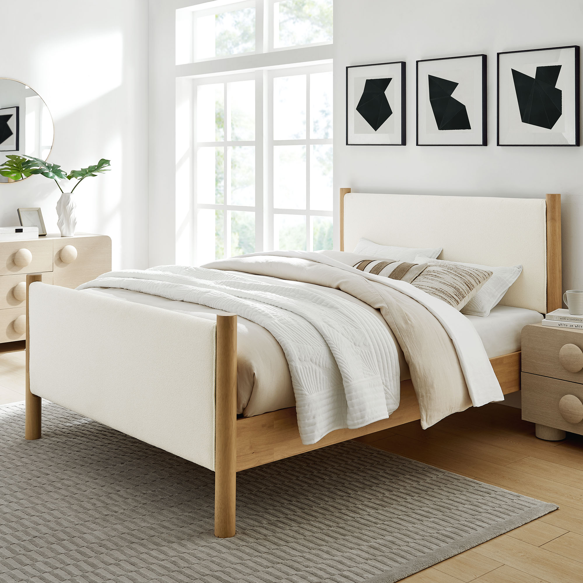 Maven King Size Boucle Upholstered Platform Bed
